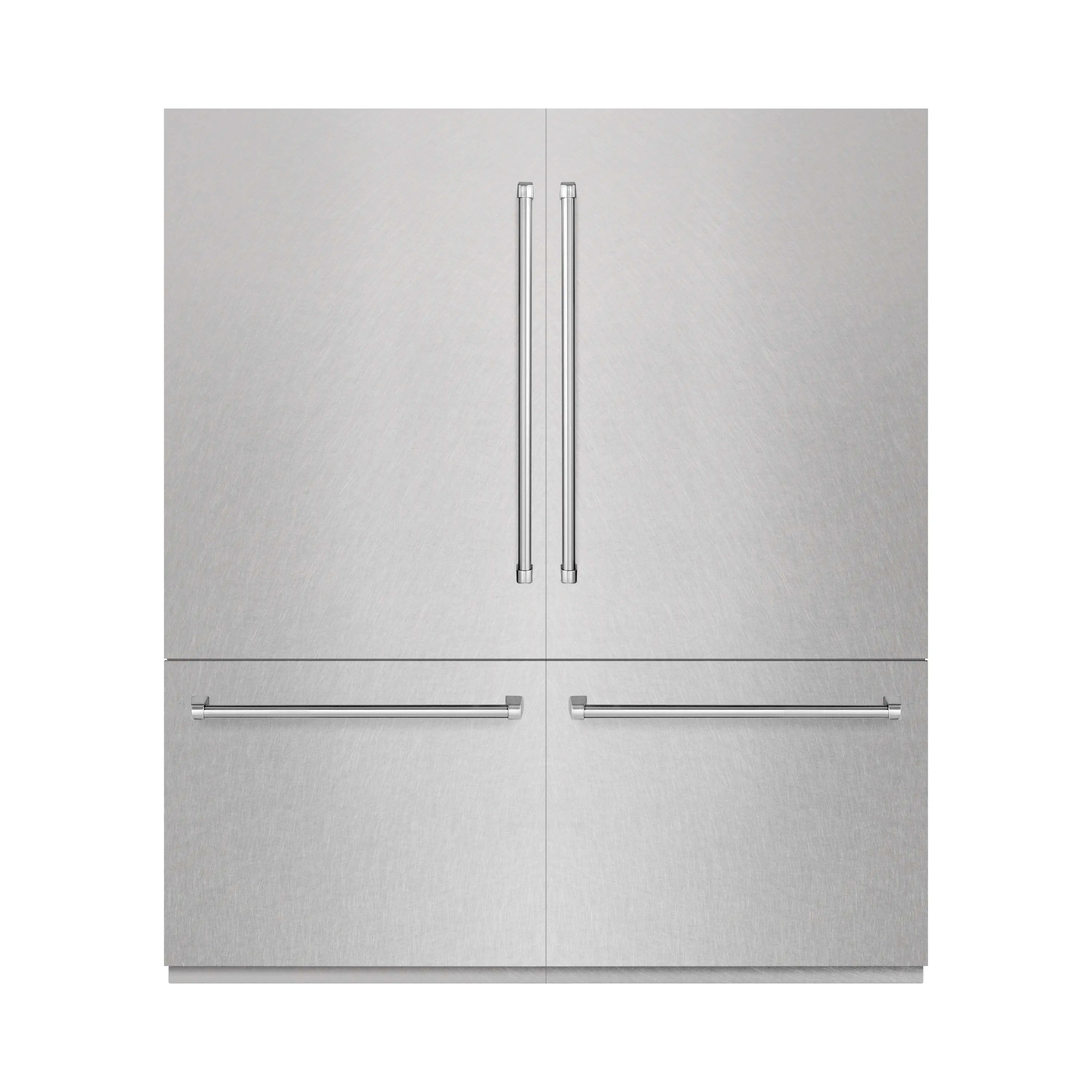 ZLINE 72-Inch 39.6 Cu. Ft. French Door Built-In Bottom Freezer Refrigerator with Water Dispensers and Ice Makers in Satin Stainless Steel (RBIT-SN-72)
