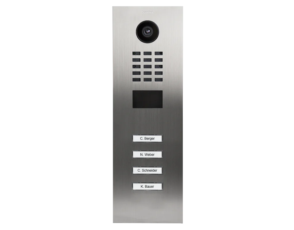 DoorBird D2104V IP Video Door Station, 4 Call Buttons in Chrome