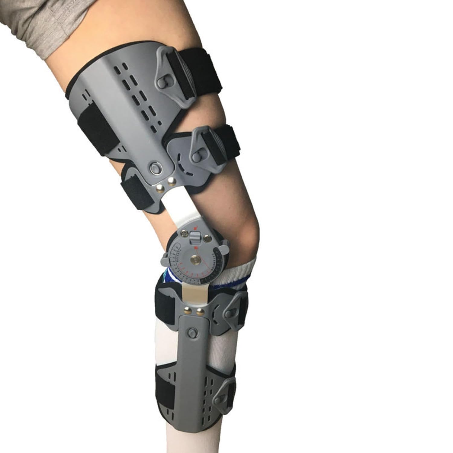 Articulating Knee Brace for Men Women, Unisex Hinged Rom Knee Brace, Knee Brace Size Angle Adjustment Promote Recovery Leg Fracture Stabilize Brace, Stabilizes Leg Aids