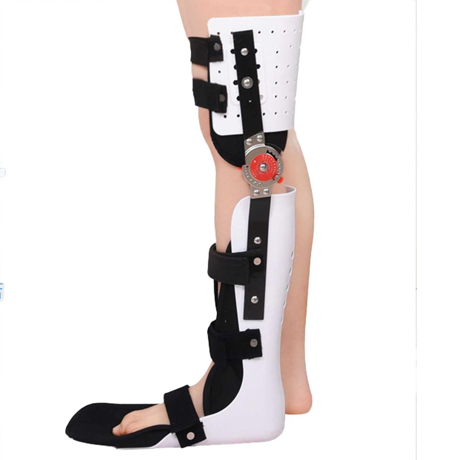 Hinged Knee Brace, Knee Ankle Foot Orthosis Fixation Brace Support Lower Limbs Orthosis Walking Boots with Full Leg Fixed Brace (Left-L/Large