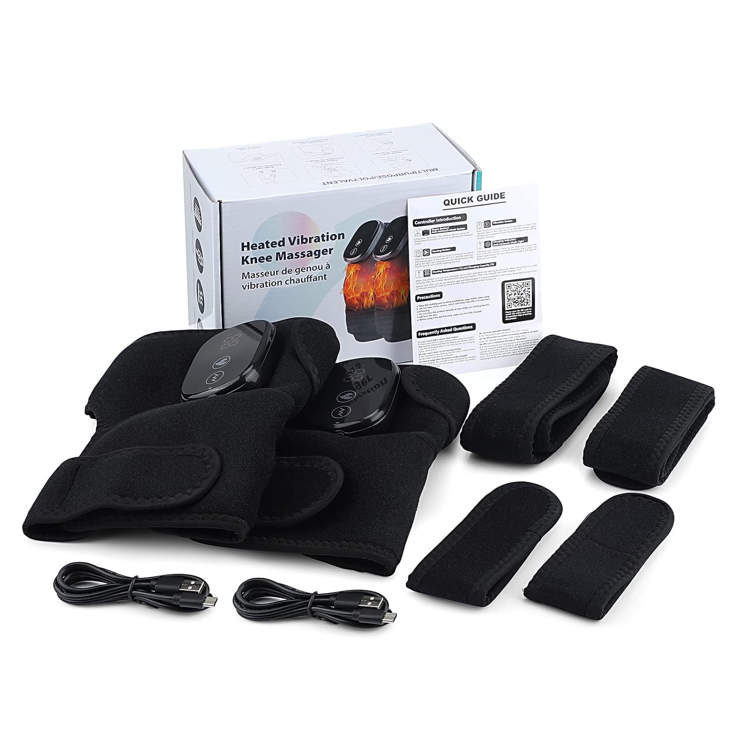 MOAJAZA Knee Massager with Heat and Vibration, Heating Pad for Knee Shoulder Elbow, Heated Knee Brace for Arthritis with Massage