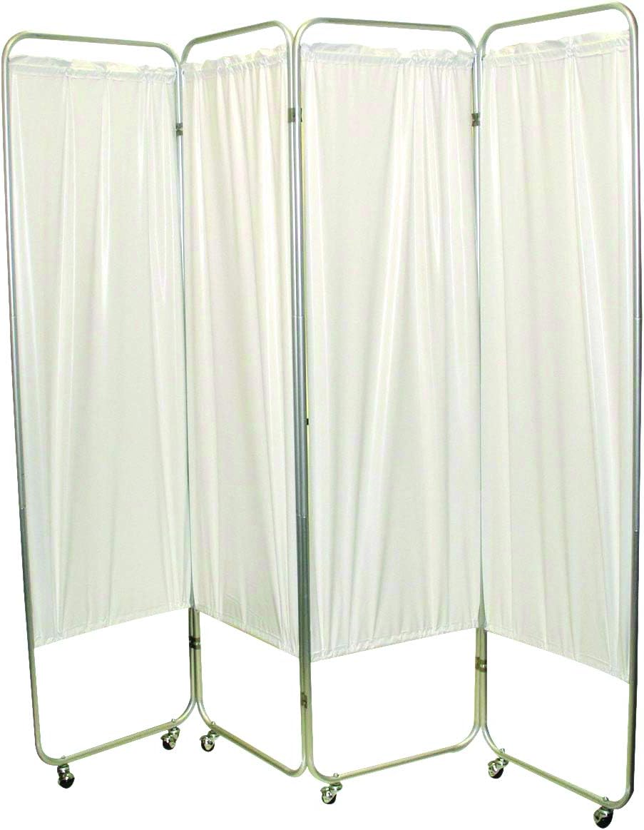 Standard 3-Panel Privacy Screen with casters - White 6 mil Vinyl, 48