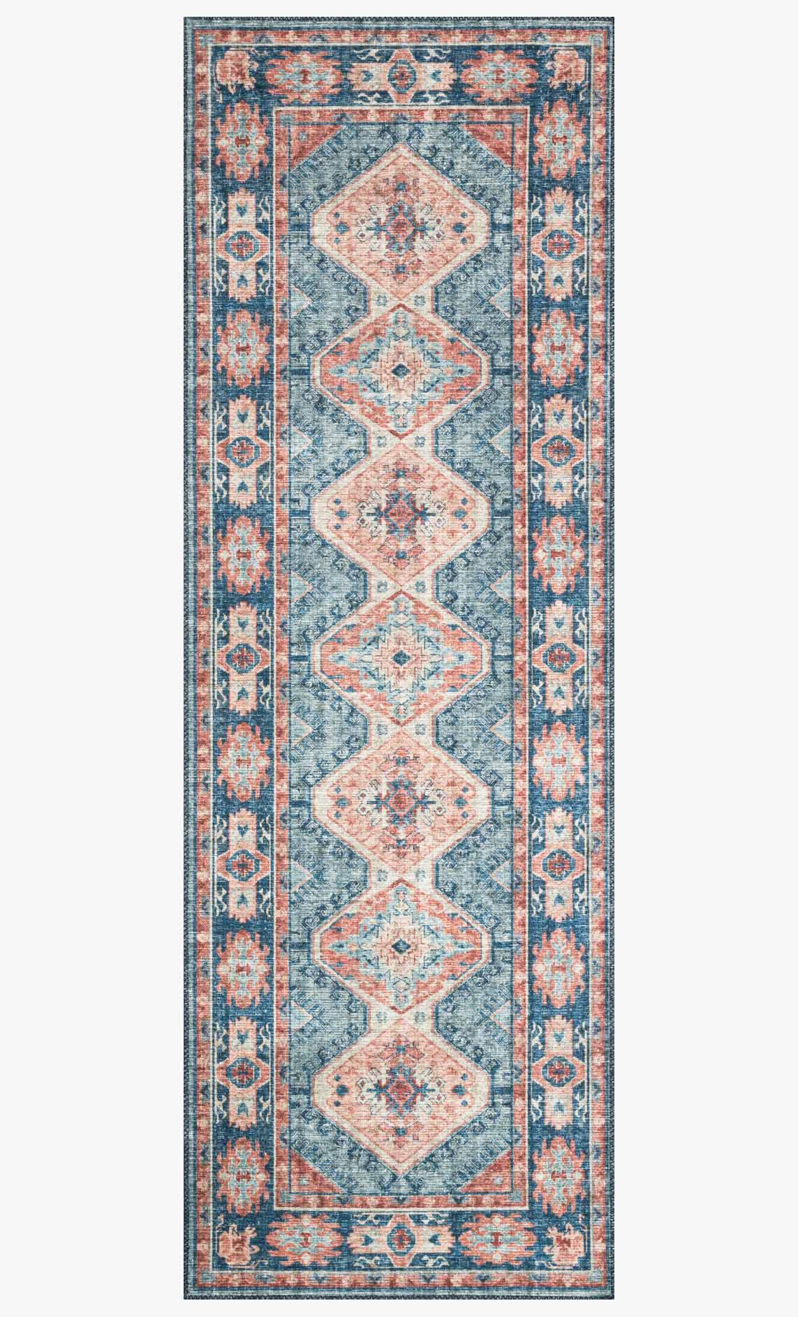 Loloi II Skye Collection - Traditional Power Loomed Rug in Turquoise & Terracotta (SKY-03)