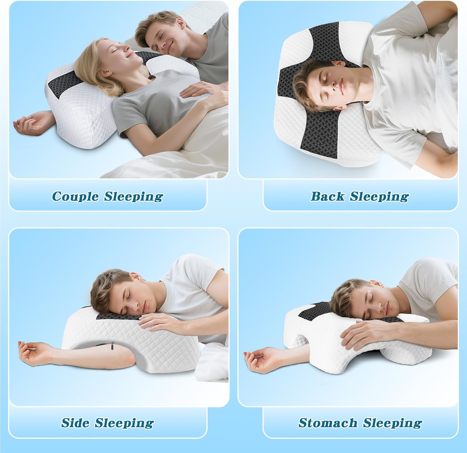 Side Sleeper Pillow with Arm Hole, Upgraded Height Arm Pillow for Larger Frames, Shoulder Relief System, Premium Memory Foam, Suitable for Side, Back and Stomach Sleepers - Grey