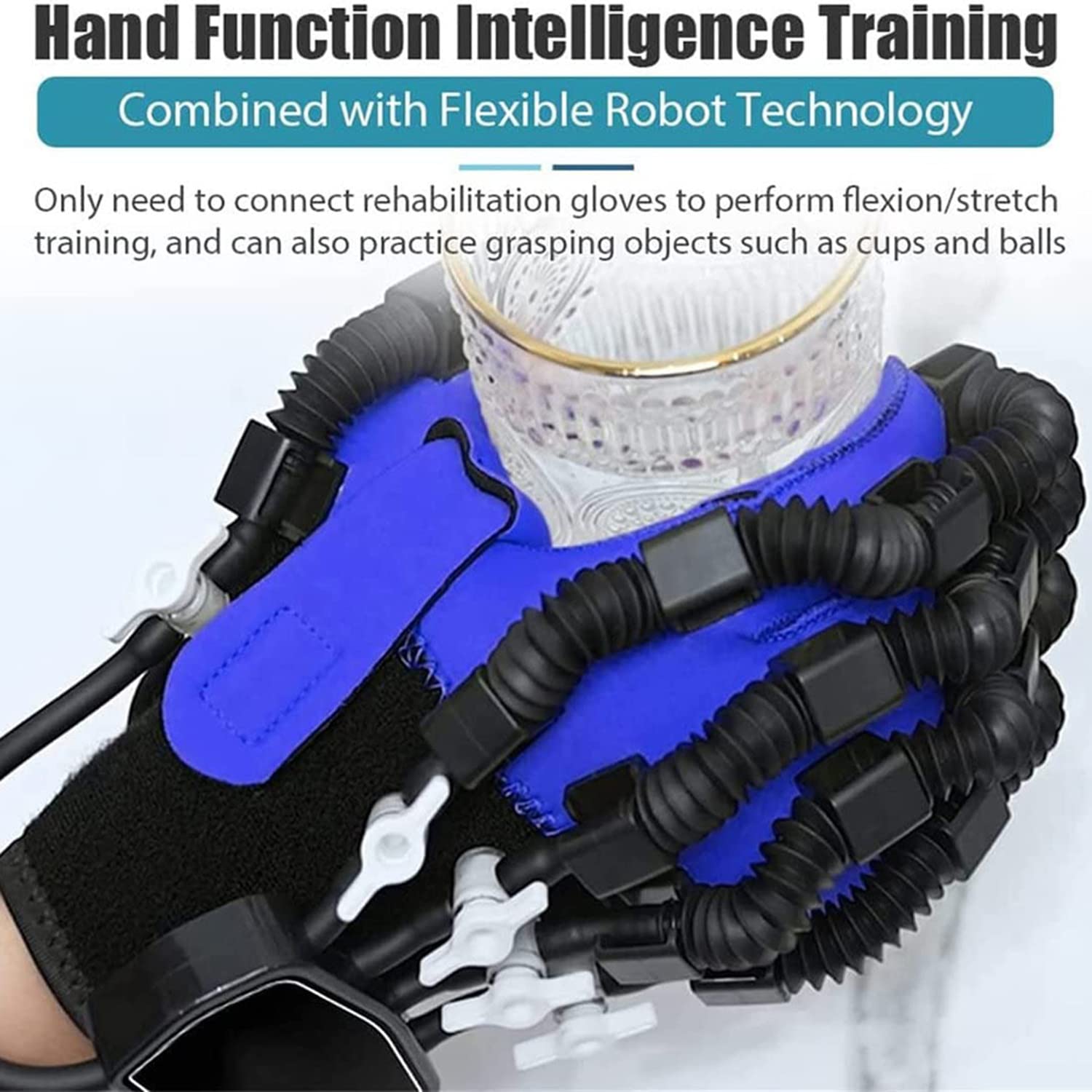 Rehabilitation Robot Gloves, Stroke Hemiplegia Finger Rehabilitation Trainer, for Hand Function Recovery, Hand Splint Assistive Gloves Finger Straightening Brace Guard, Ligh (Lefthand XL)