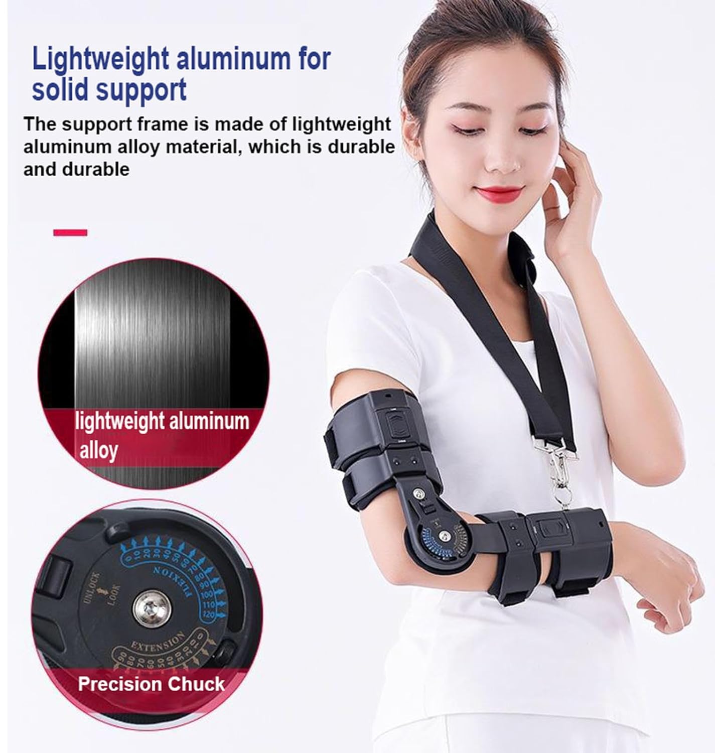 ROM Elbow Hinged Brace Support with Strap Sling Adjustable Post Op Elbow Immobilizer Stabilizer Splint Arm Injury Recovery Support After Surgery for Tendonitis, Arthritis a(Left