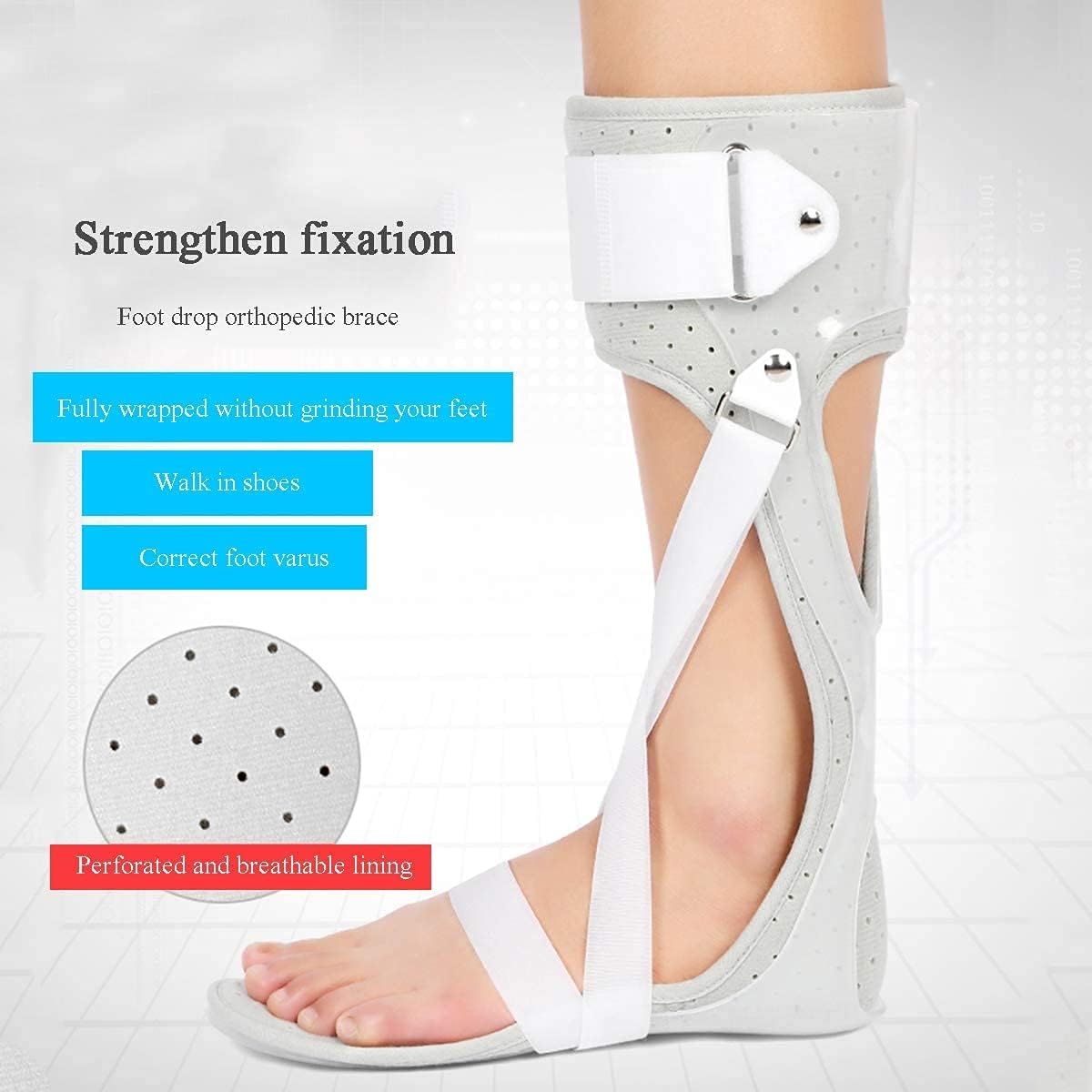 Foot Drop orthosis Foot Support Stroke Drooping Valgus and Varus Correction Shoe Ankle Joint Fixation Brace Rehabilitation Fracture Protection Device (Color : Right, Size : L)