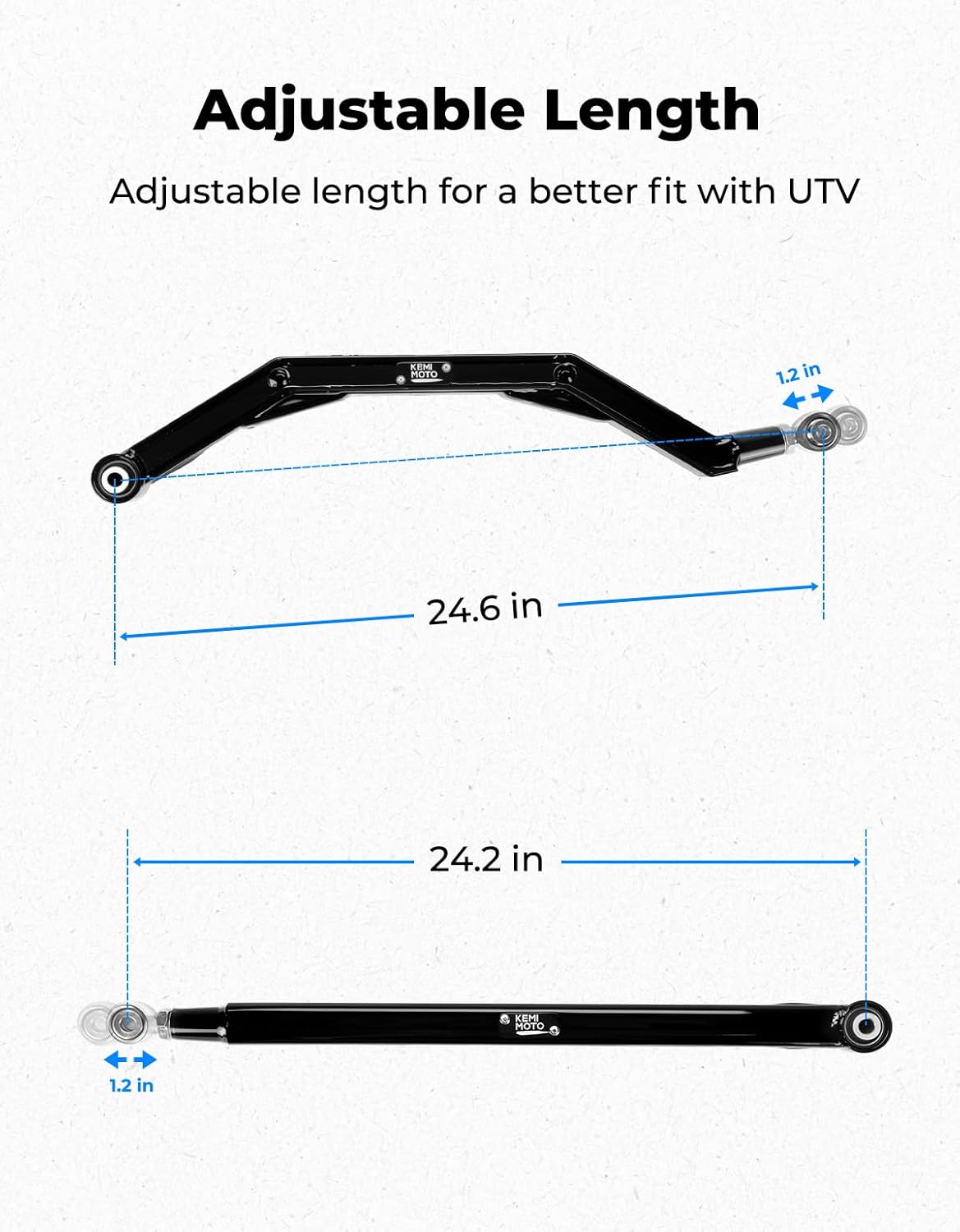 KEMIMOTO 14-23 XP 1000 Rear Radius Arms/Rods High Ground Clearance 4X Stronger Than Stock, Compatible with Polaris RZR XP 1000/RZR 4 1000 2014-2023, Adjustable Radius Rods with Reinforcement Rib