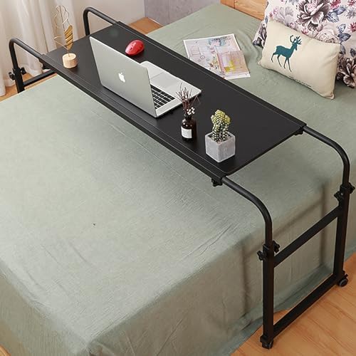 Foldable Table Tray Bedside Laptop Table Home Bed Simple Desk Folding Mobile，Overbed Hospital Table with Wheels Adjustable Height Swivel Bedside Cart Laptop Desk for Home Use Perfect for Hos