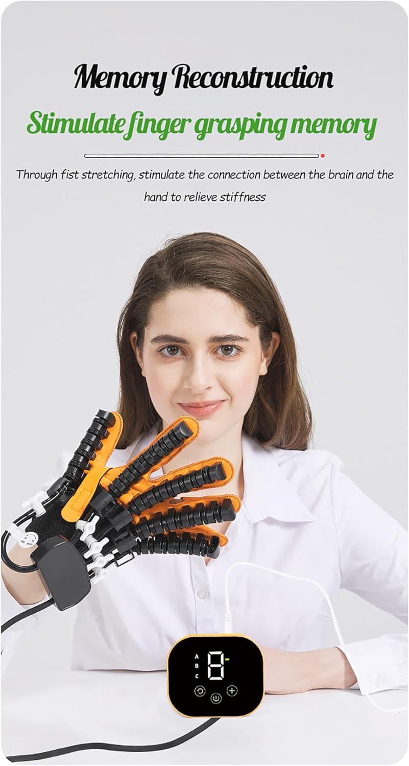 Rehabilitation Robot Gloves Hemiplegia Hand Stroke Recovery Equipment with 3 Training Modes, Robot Hand Glove Finger Trainer with Strength Adjustment