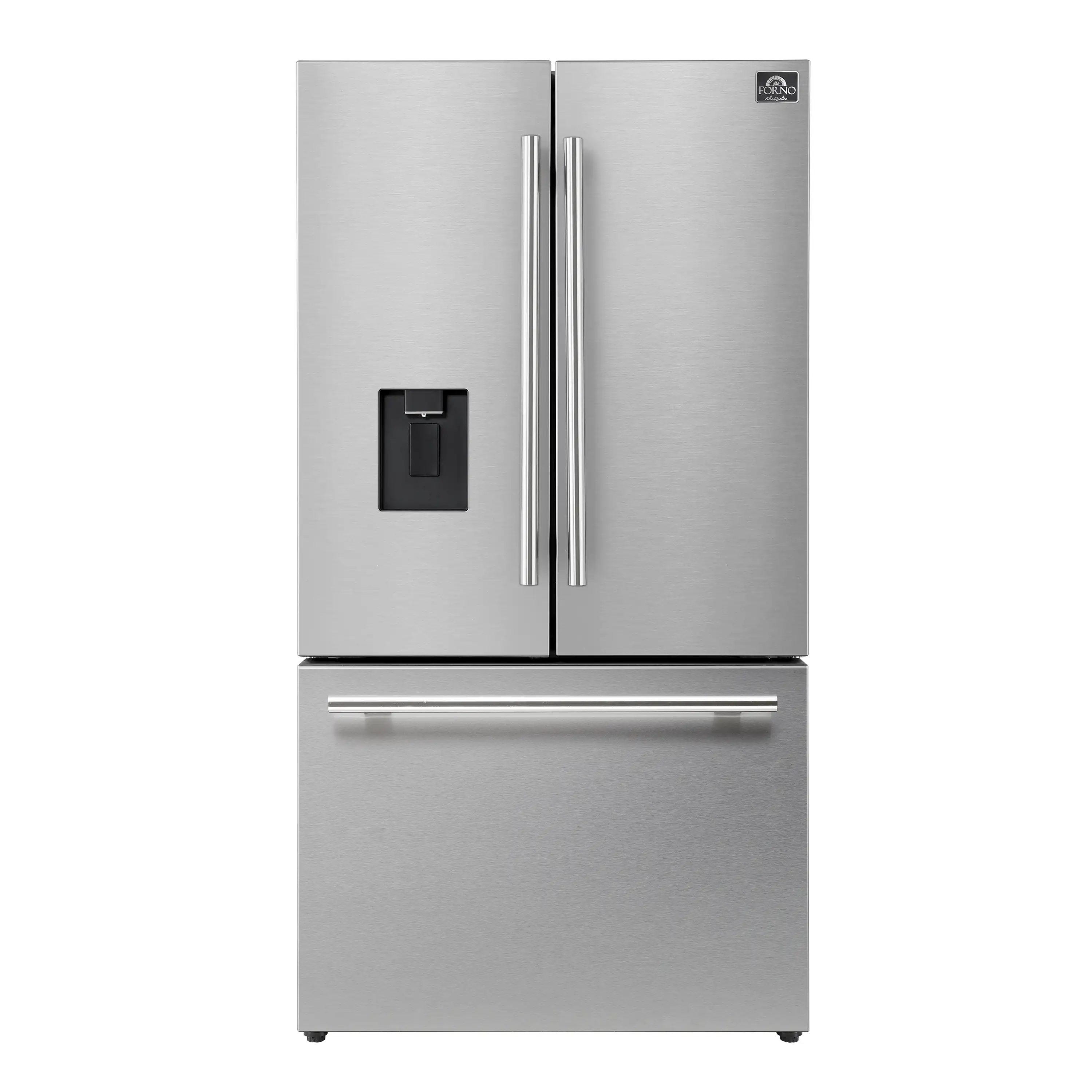 Forno Aosta 36-inch French Door Refrigerator with 22.4 Cu. Ft. External Water Dispenser & Freezer Automatic Ice Maker in Stainless Steel (FFFFD1866-36SB)