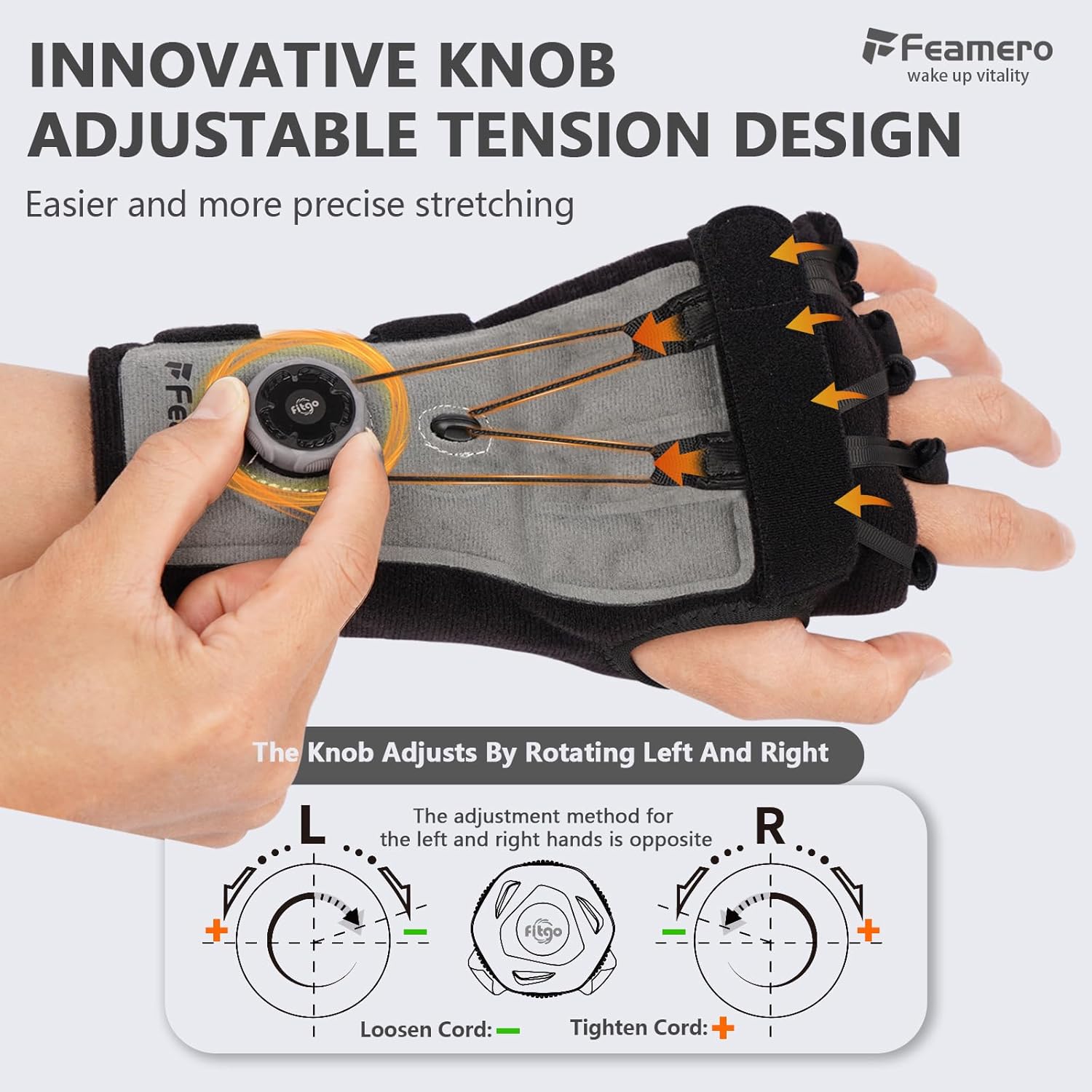 Radial Nerve Palsy Splint with Knob, Adjustable Dynamic Wrist Drop Brace for Finger Extension, Saturday Night Palsy, Crutch Palsy, MCP Arthroplasty, and Stroke Recovery (Right, L/XL)