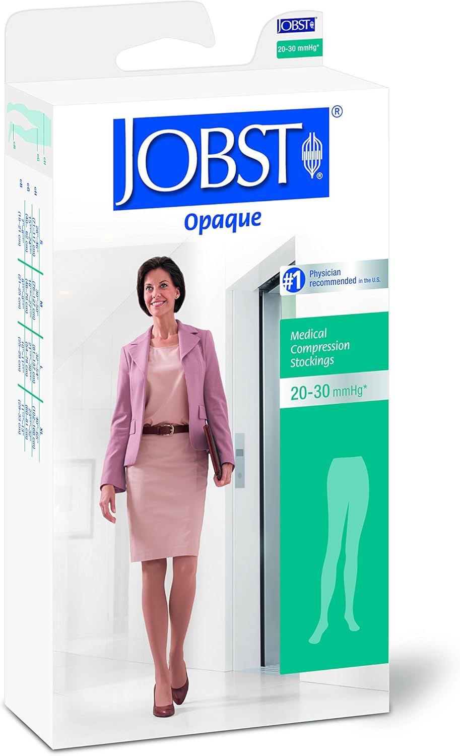 JOBST Opaque Waist High 20-30 mmHg Compression Stockings Pantyhose, Closed Toe, Small, Anthracite