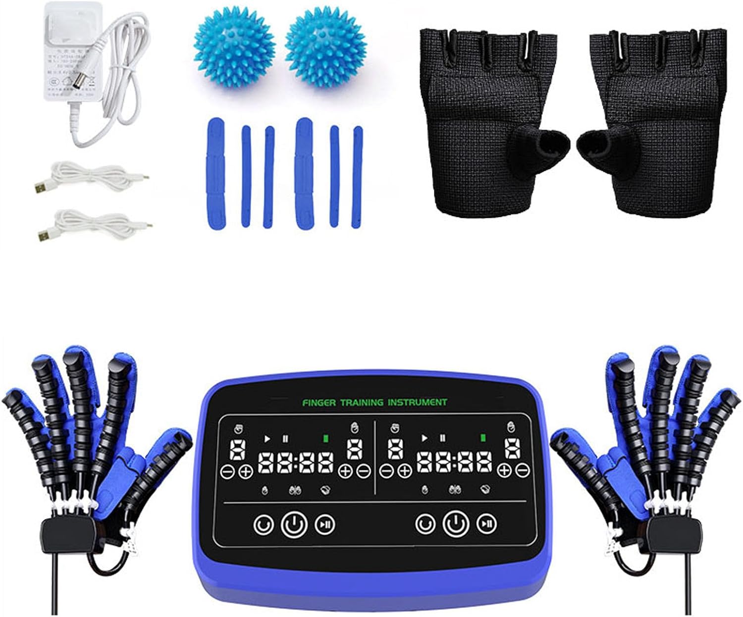 Rehabilitation Robot Gloves,Two Hands Can Exercise at The Same Time,Rehabilitation Glove for Hemiplegia and Stroke Arthritis Patients(Size:M,Color:Blue)