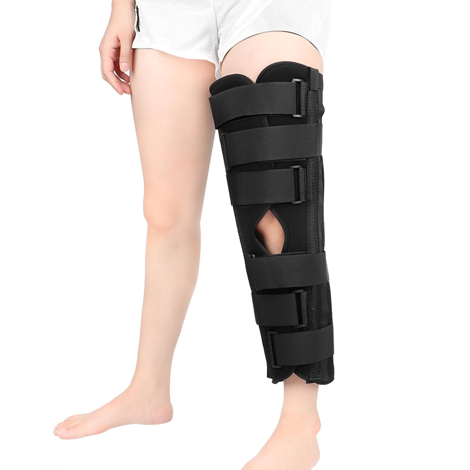 ZR98US Knee Brace Immobilizer Splint Adjustable Joint Orthosis Surgical Fixation Stabilization Fracture Ankle Support, to fit Your Leg Size (Black3 XS)