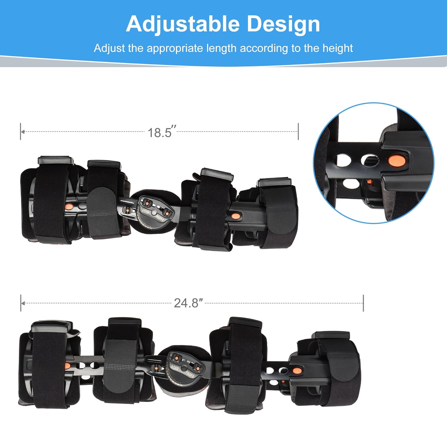 Hinged Knee Brace Post-Op ROM Immobilizer Leg Braces Orthopedic Patella Support Orthosis for ACL, MCL and PCL Injury Adjustable for Left and Right Legs Stabilizer Women & Men One Size