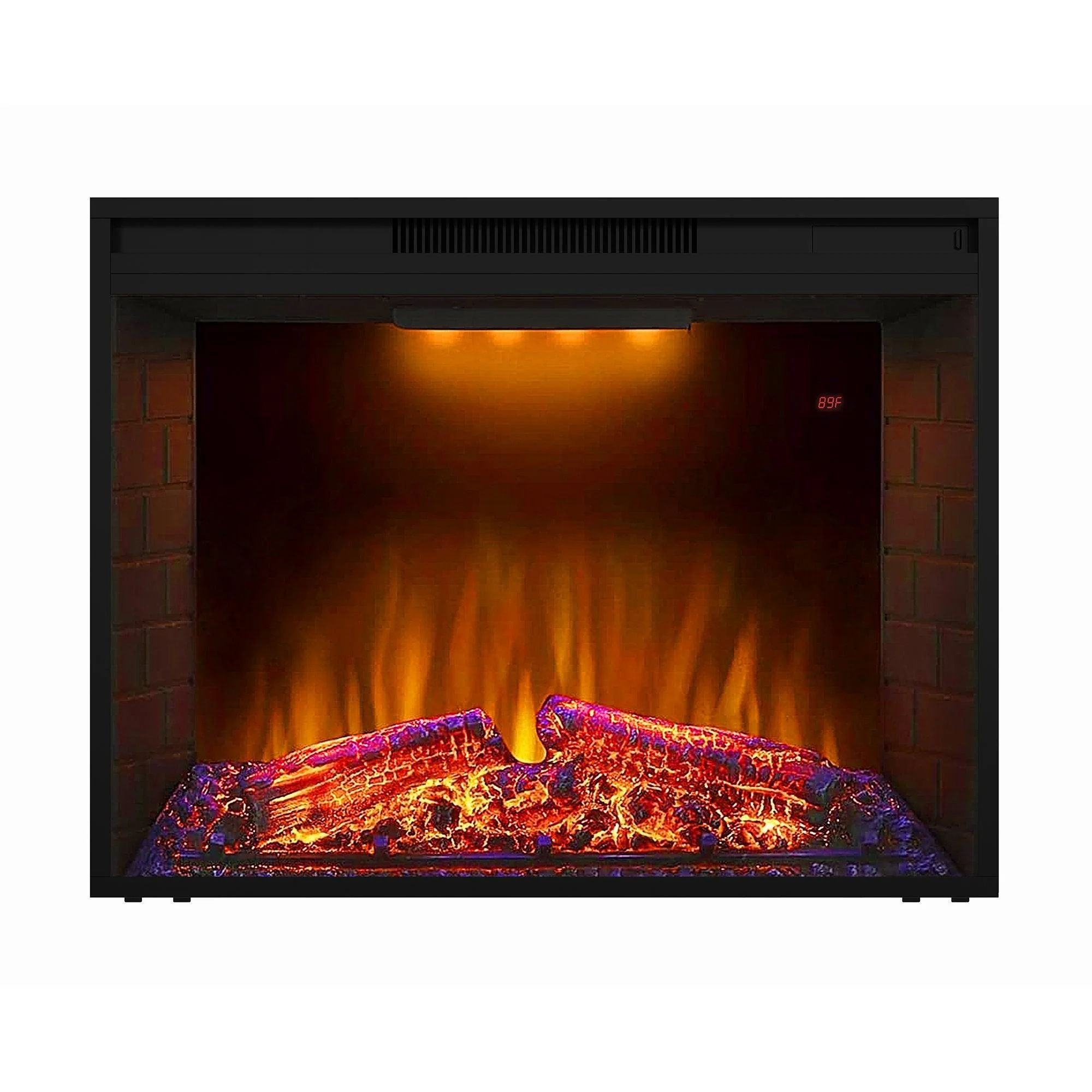 Parrot Uncle Black Electric Fireplace Heater Insert with Overheating Protection and Remote Control