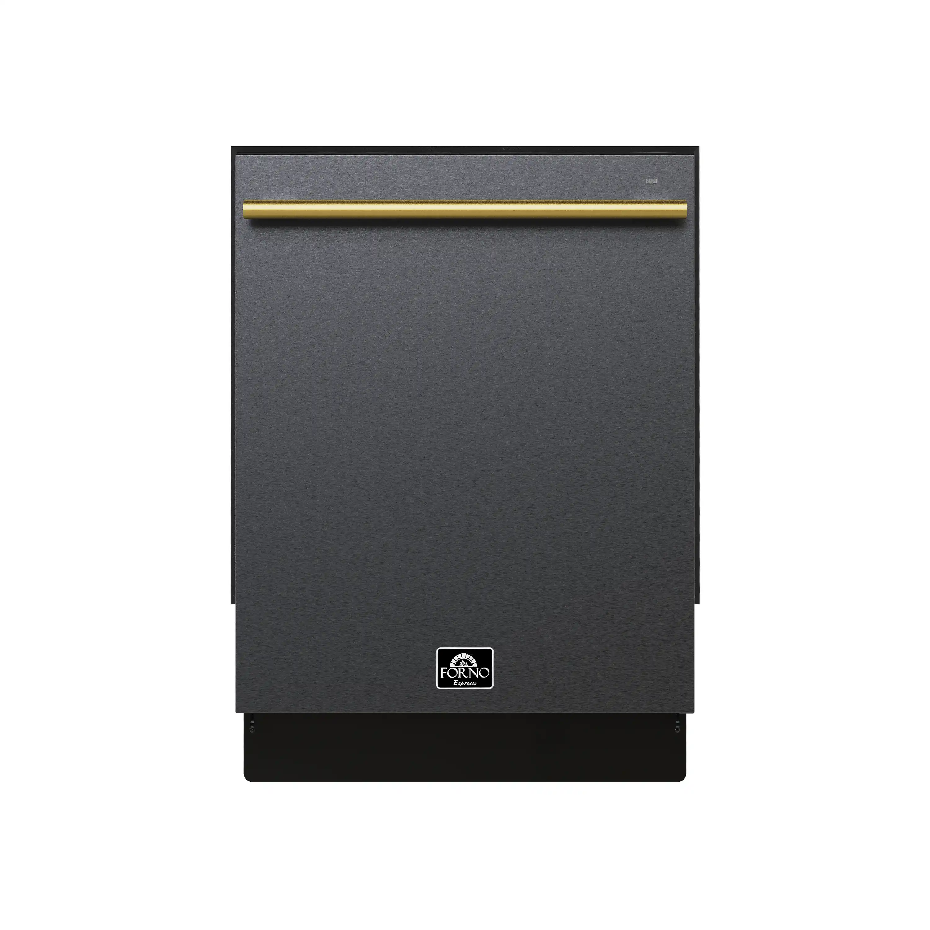 Forno Romano Espresso 24-Inch Built-In Dishwasher in Black with Antique Brass Trim (FDWBI8035-24BLK)