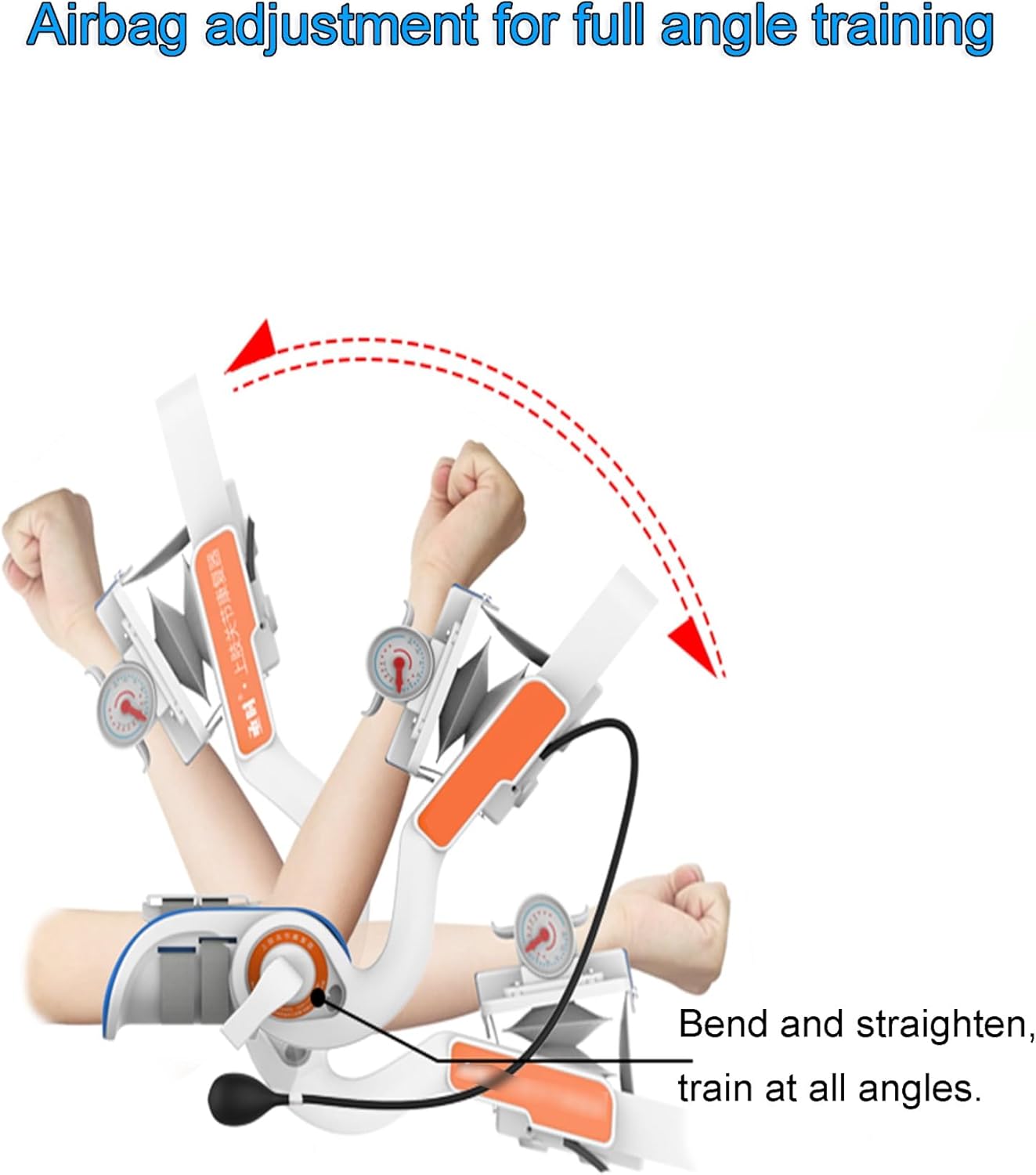 Brace Elbow Joint Rehabilitation Device, Elbow Stretching Trainer with Air Bag Pressurization and Angle Dial, Adjustable -15° to 150° Angle, for Stroke Hemiplegia Patients