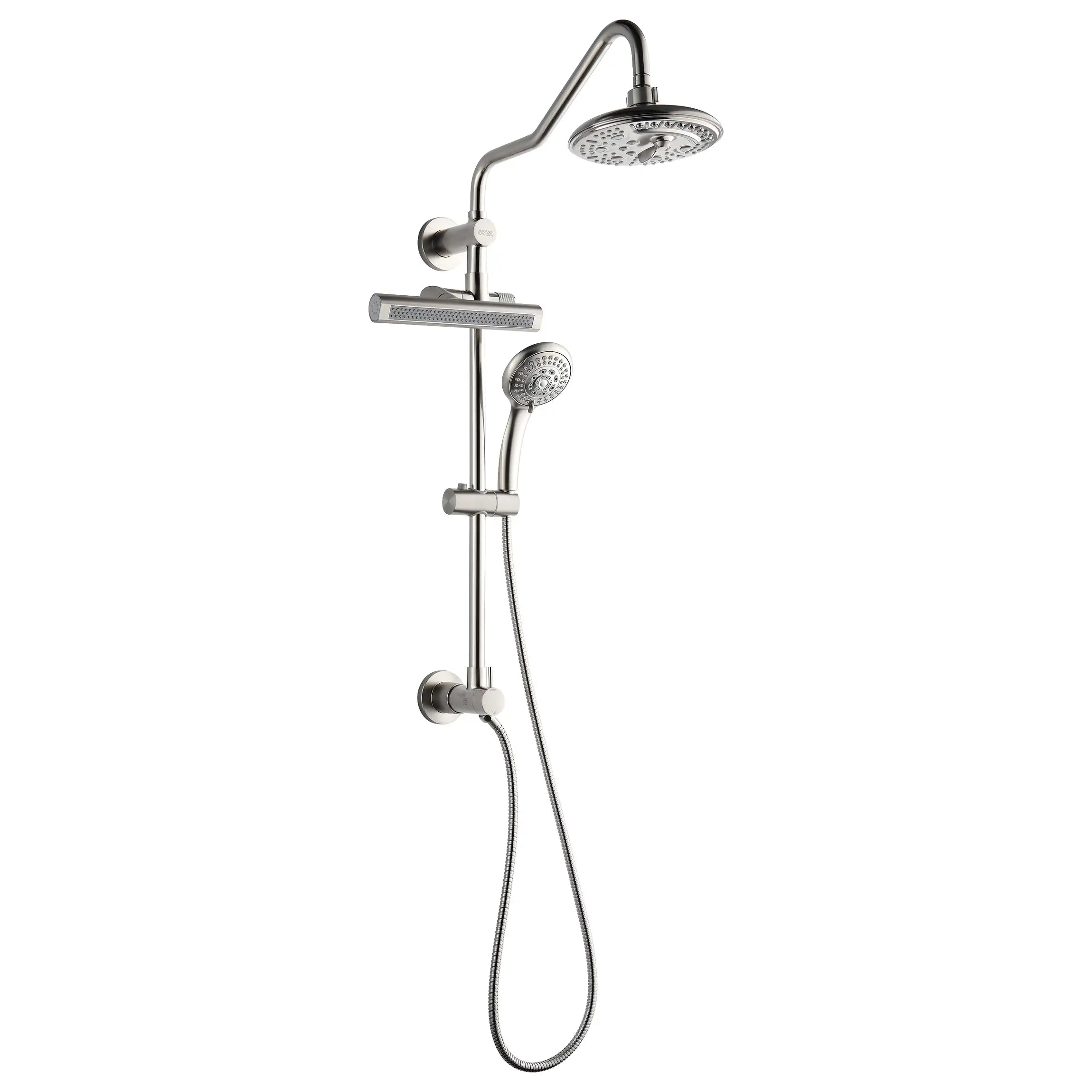 Forno Acqua Fall 8-Inch Overhed Rainfall Shower with 2.5 GPM Flow Rate, Handheld, 7 Way Diverter, Body Jets in Brushed Nickel (SCW2BN-C2)