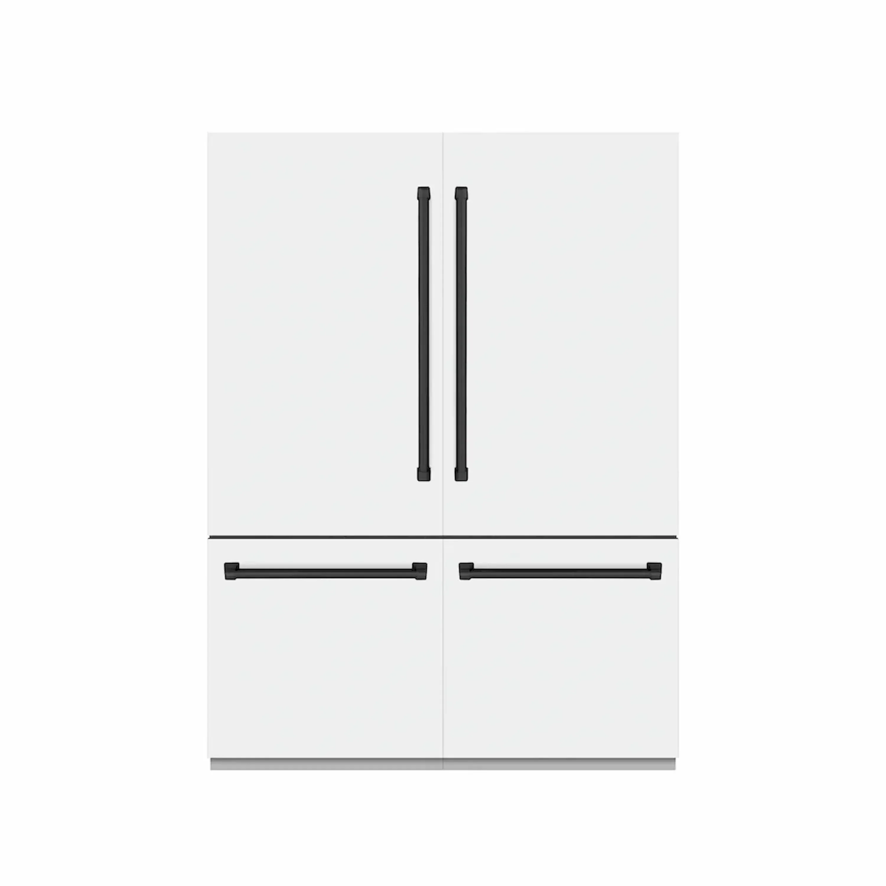 ZLINE Autograph Edition 60-Inch 32.2 cu. ft. French Door Built-In Bottom Freezer Refrigerator with Water Dispenser and Ice Maker in White Matte with Graphite Gray Interior and Matte Black Accents (GRBIVZ-WM-60-MB)