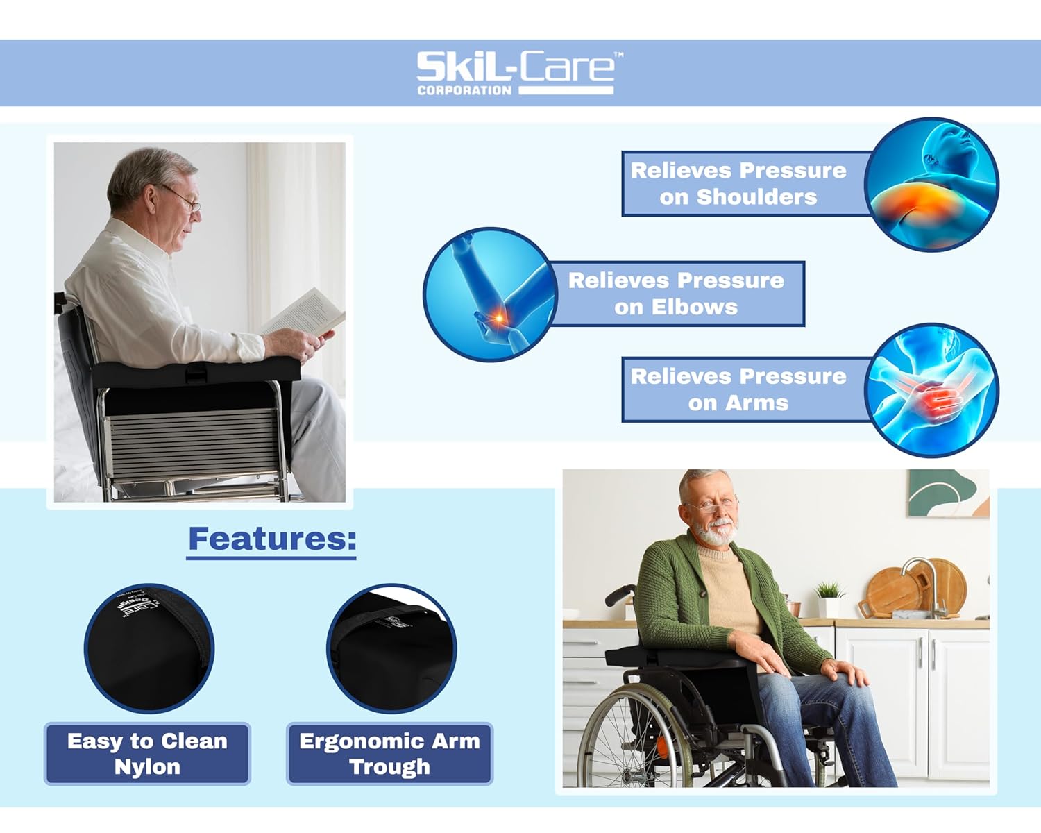 Skil-Care Lateral Body Support with Rigid Insert and Polyester Cover, 12 3/4