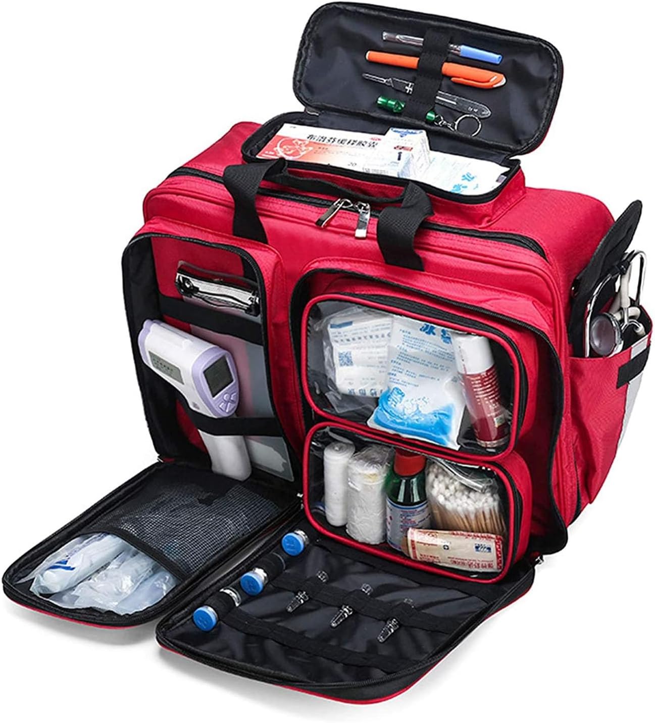 Professional First Aid Kit Bag, Large Capacity, Waterproof Emergency Rescue - Ideal for EMT, Paramedics Portable Storage Medical with Dividers(A)