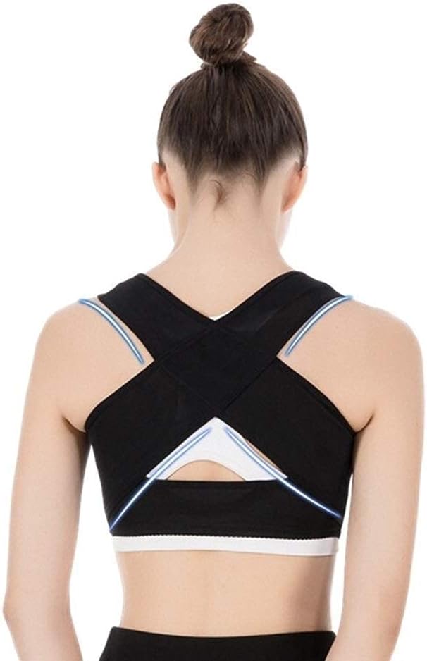 Adjustable Back Posture Brace Support Belt Corrector Shoulder Lumbar Rectify Straighten Clavicle Spine Back Corrector,Black-S,