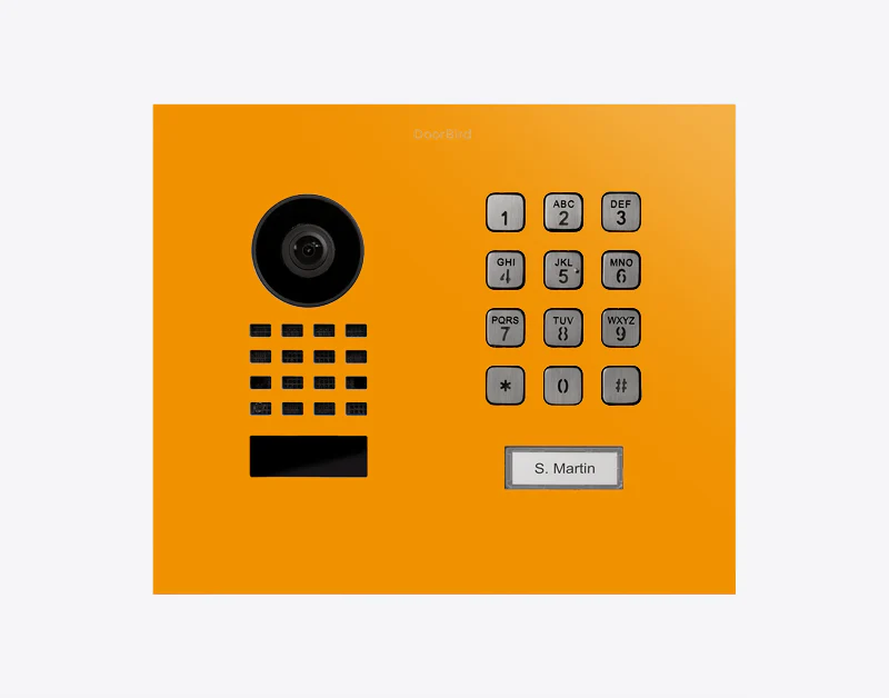 DoorBird D1101KH Modern Flush-Mount IP Video Door Station in Sun Yellow, RAL 1037