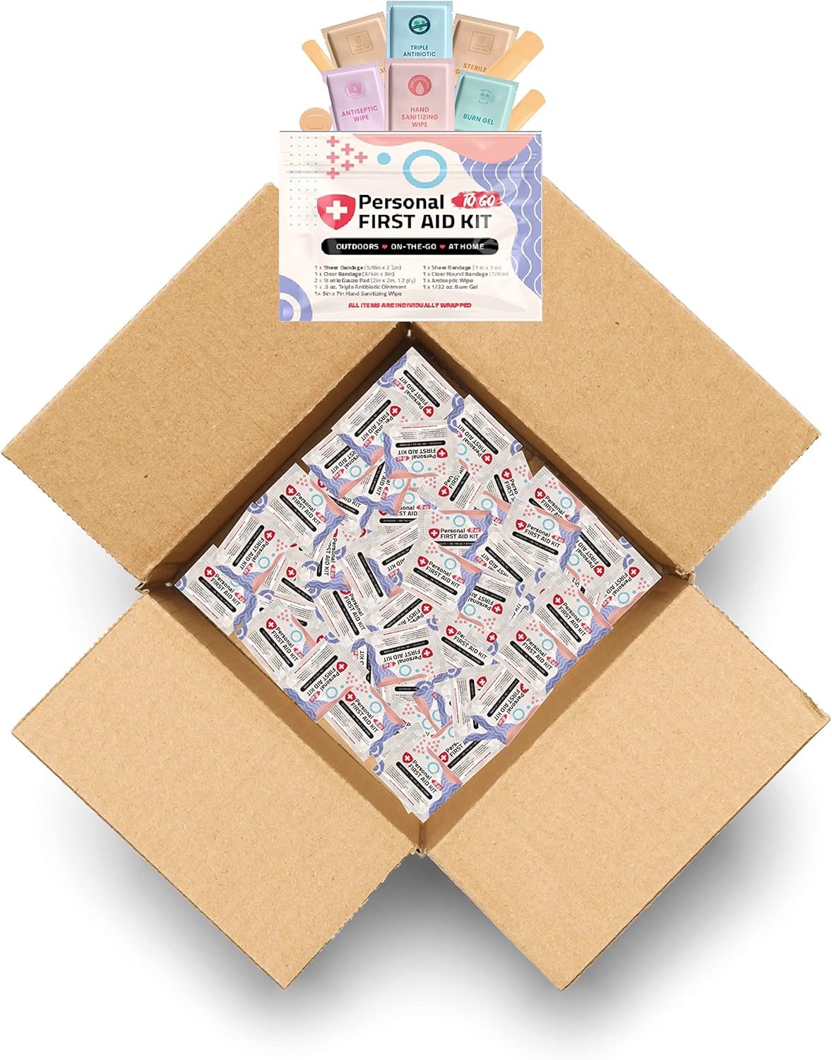 First Aid Emergency Medical Kit Mini and Travel Size - | Great for Kids, Schools, Business, Hiking, Camping | Wound Care Products (Abstract) (50)