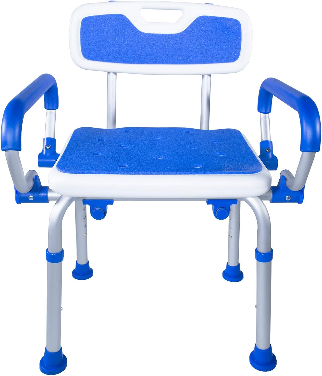 PCP Shower Safety Chair, Bath Bench With Backrest, Swing Arms, Adjustable Height, Medical Senior Support, Foam Padded