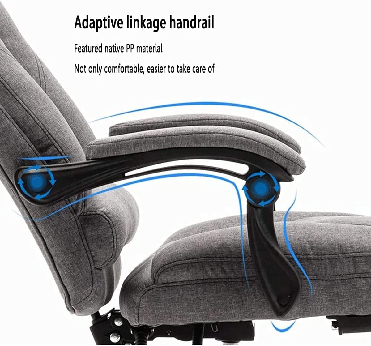 Office Chair Swivel Desk Chair Office Chair - High Back Desk Chair, with Adjustable Lumbar Support & Metal Armrest Thick Seat Cushion - 150°Reclining & Rocking Linen Fabr,