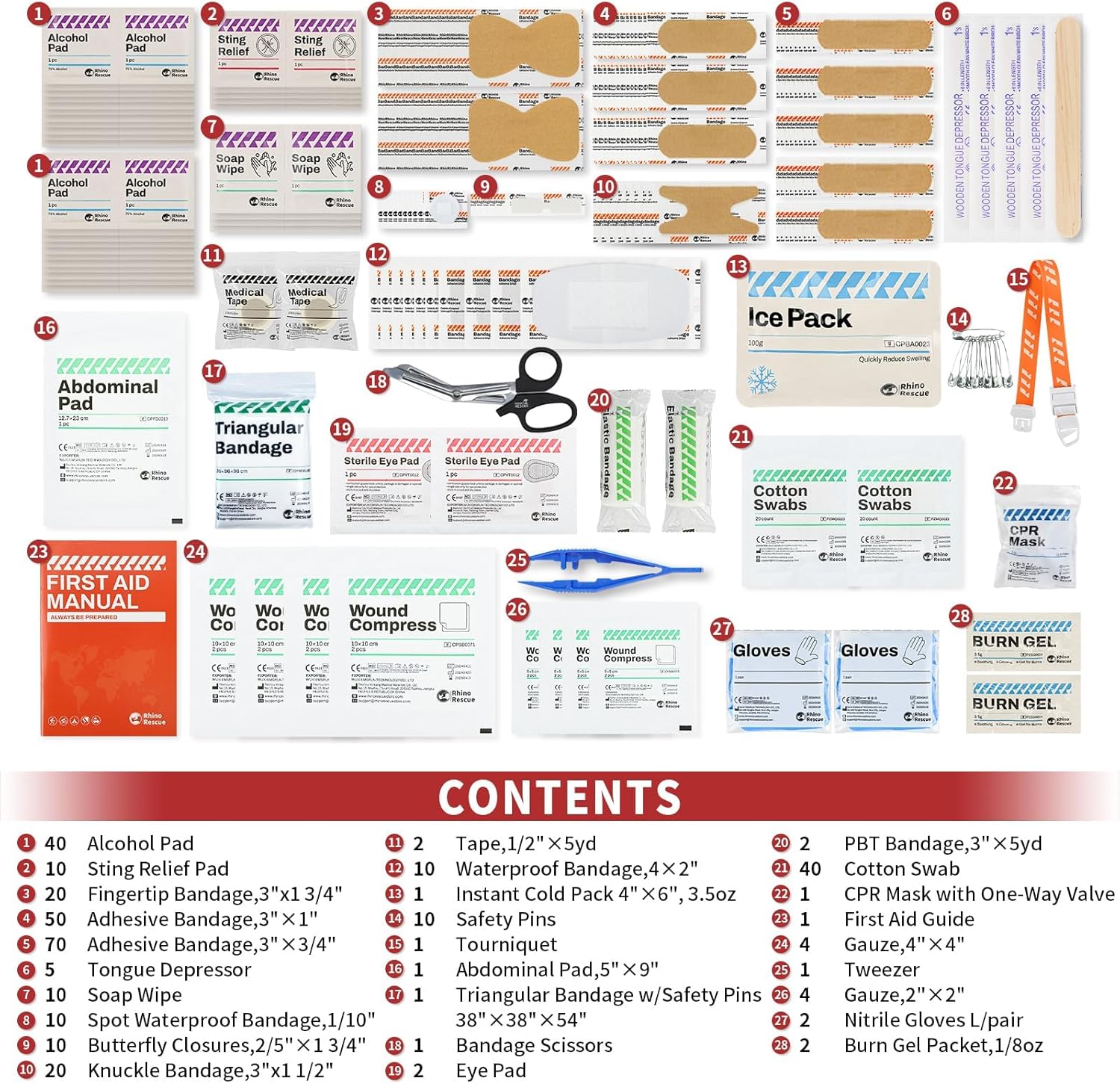 RHINO RESCUE First Aid Kit for Business - Plastic Wall Mounted First Aid Box, Hard Case Emergency Kit for Home, Office, Workshop, Restaurant (Orange)