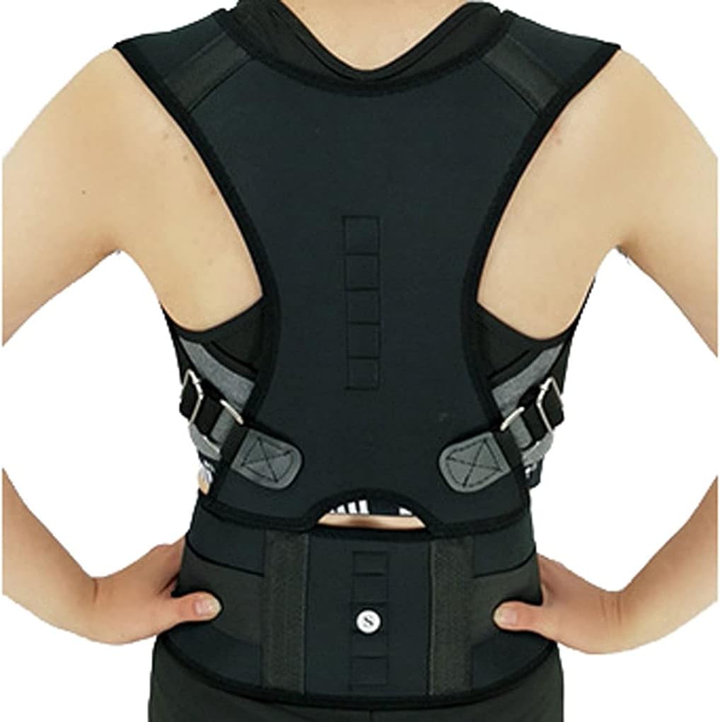 Posture Corrector Clavicle Shoulder Back Support Brace Corset Fully Waist Trainer Belt Adjustable Compression Waist Trainer Wrap for Men Women,Black-XXXXXX