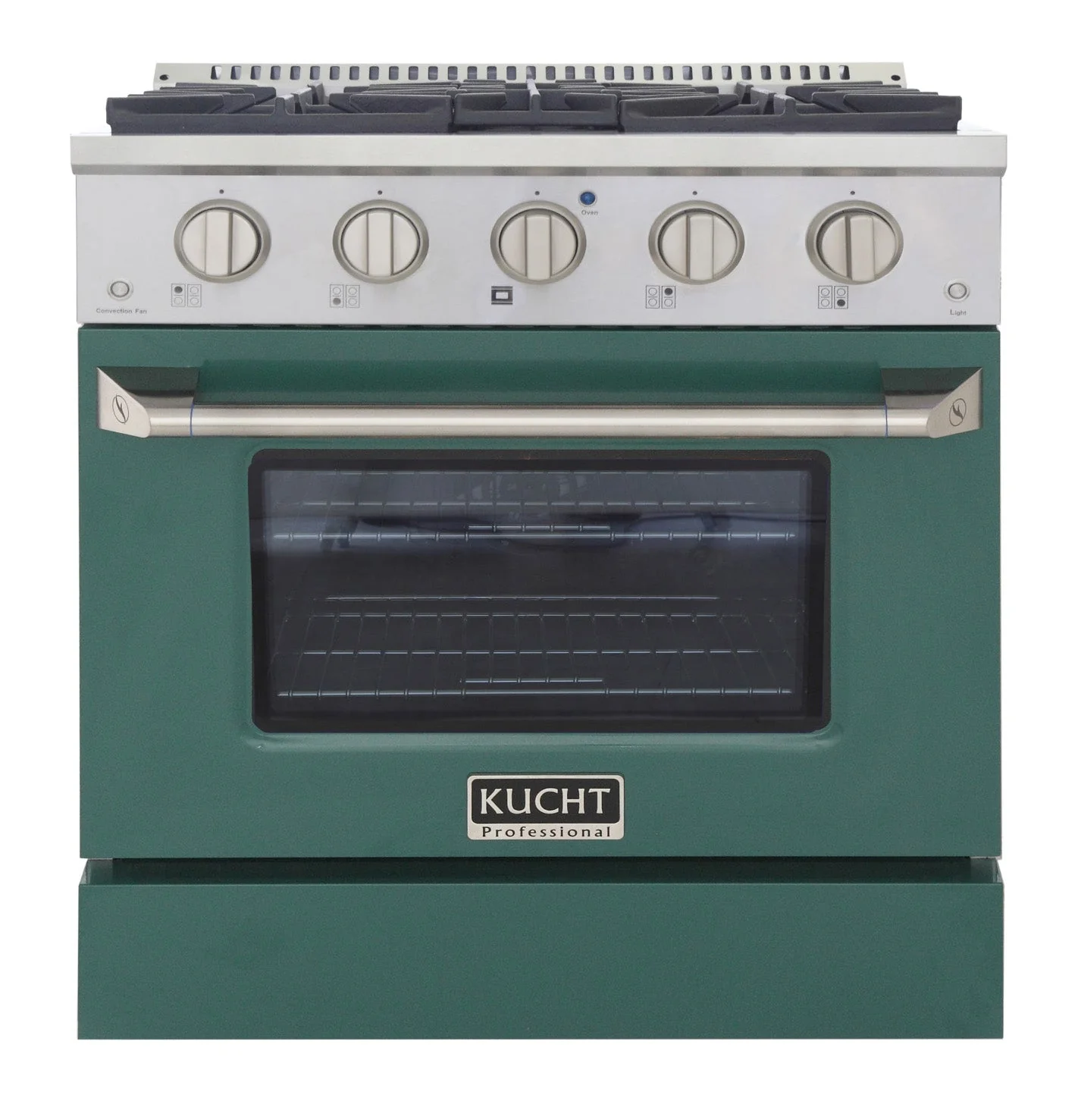 Kucht 30-Inch Pro-Style Dual Fuel Range with Propane Gas in Stainless Steel with Green Oven Door (KDF302/LP-G)