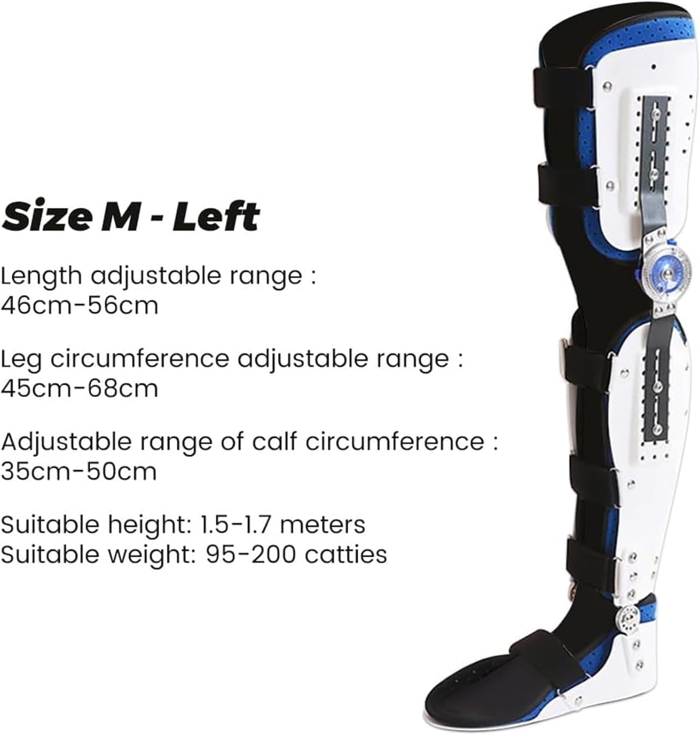 Knee Joint Fixed Full Leg Brace, Adjustable Post Op Knee Support Immobilizer, Breathable Thigh Knee Ankle Foot Supports Orthosis, for Leg Fracture Postoperative Rehabilitation- Universal Size(Right,Me