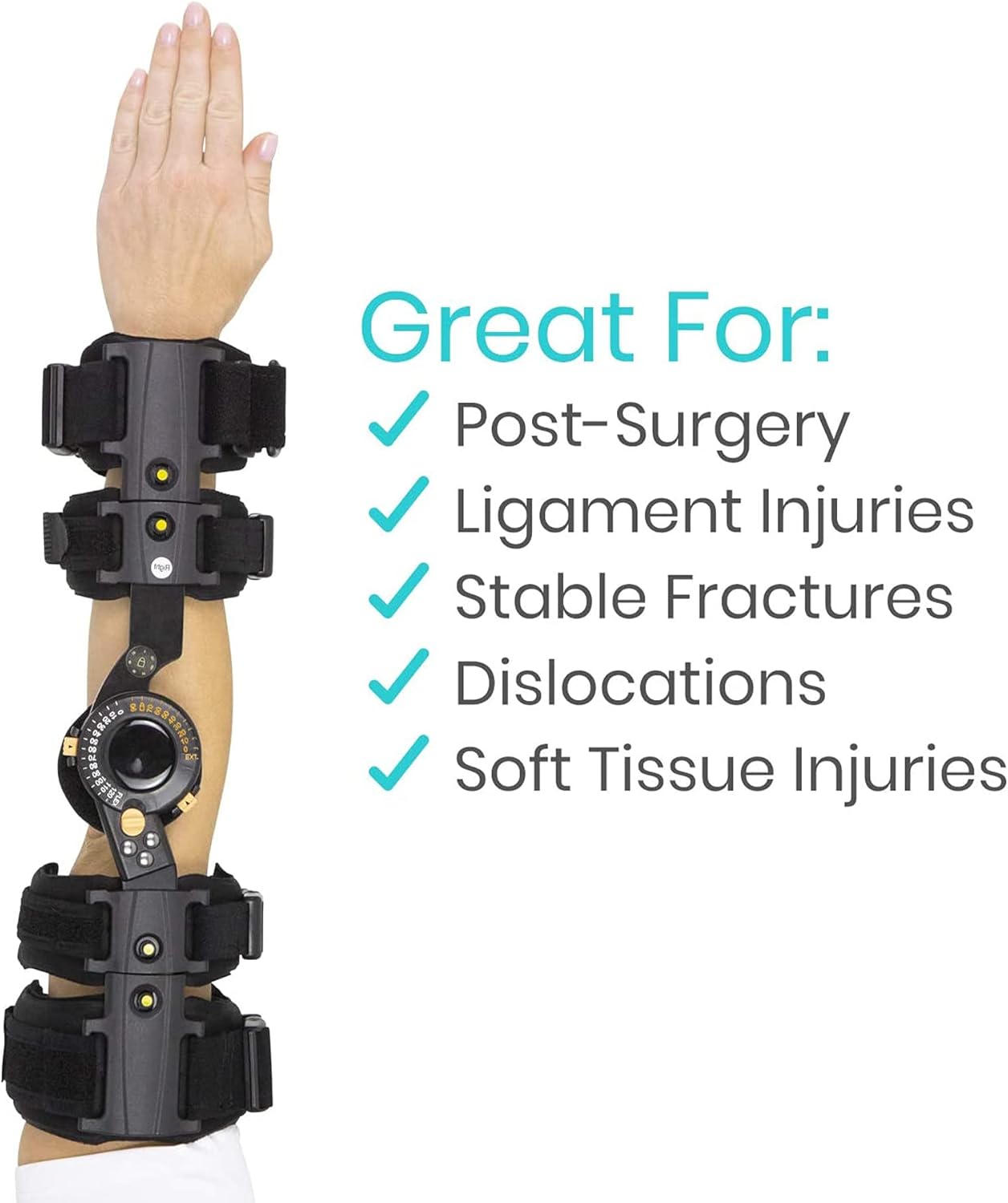 Hinged ROM Elbow Brace for Post Elbow Brace Stabilizer Splint Arm Injury Recovery Support Fits All Unisex Hinged Support Sling Stabilizer for Dislocated Arm Recovery Support,Right