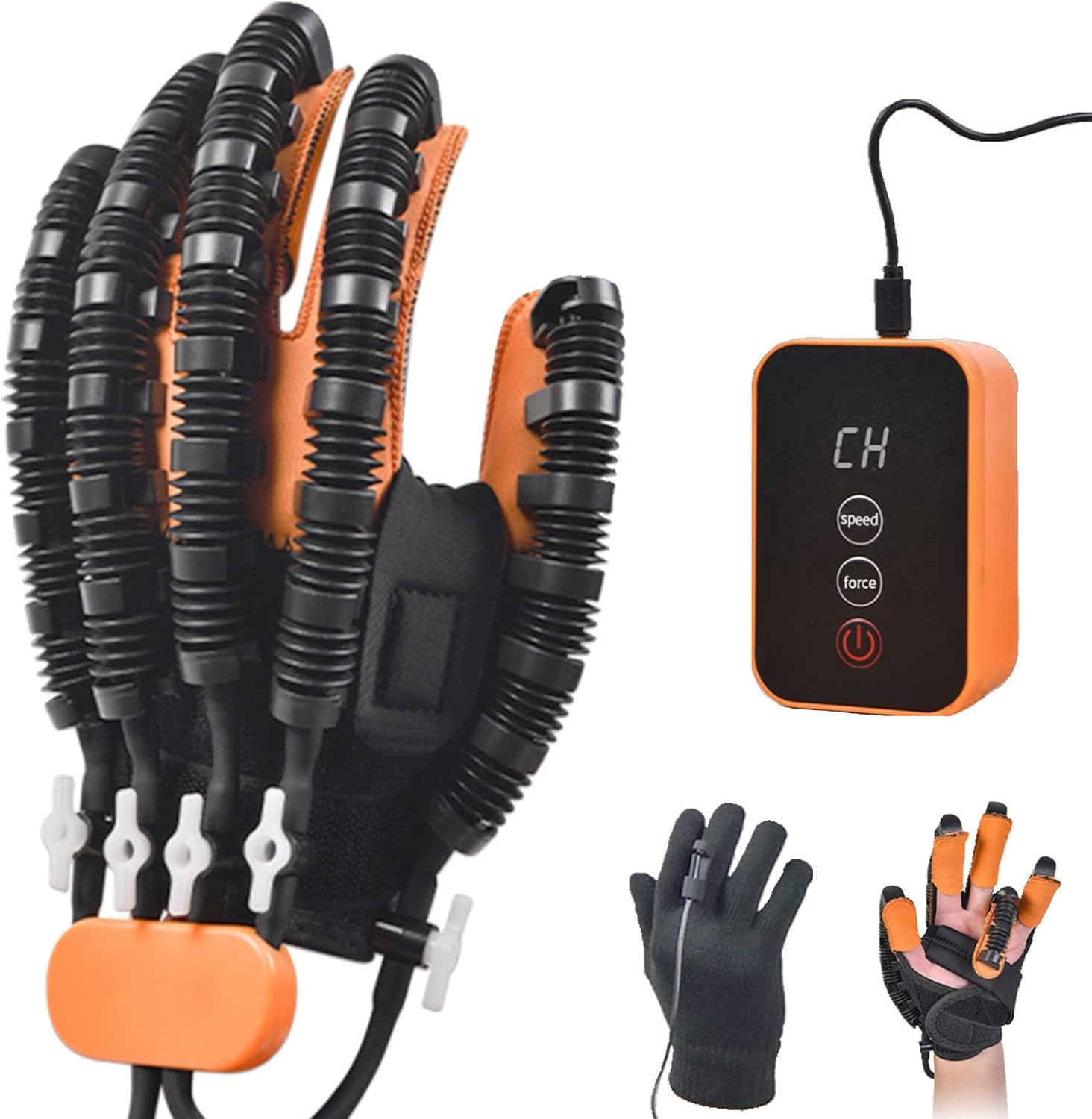 Rehabilitation Robot Gloves for Stroke Patient, Hand Stroke Recovery Equipment with Portable Belt, USB Chargeable Fingers Strength Training Device for Hemiplegia