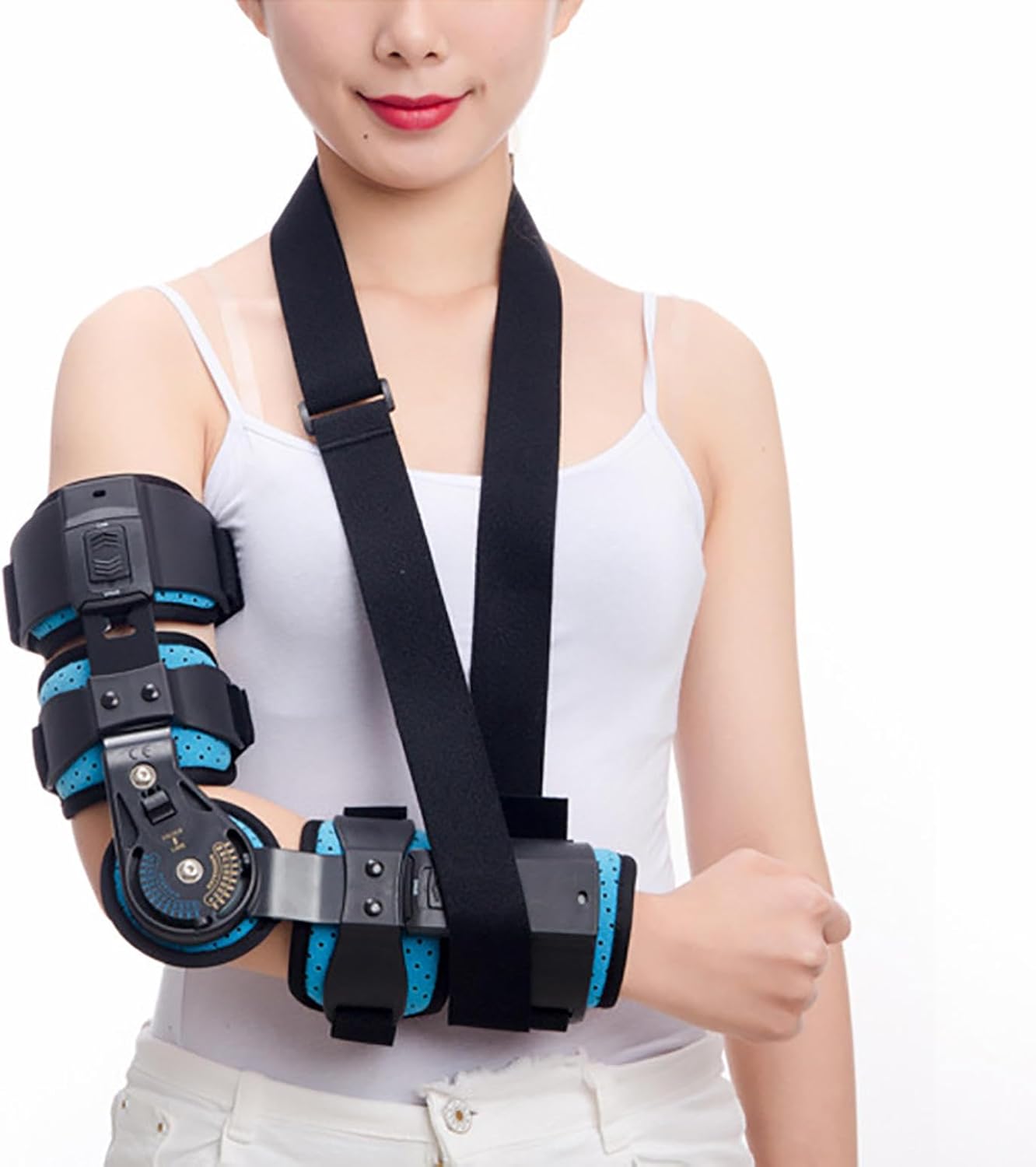 Adjustable Post-Operative Hinged Elbow Brace ROM Unisex,with Sling Stabilizer Splint,Arm Injury Recovery Support, Support After Surgery Dislocated,Tendon Repairs,Left