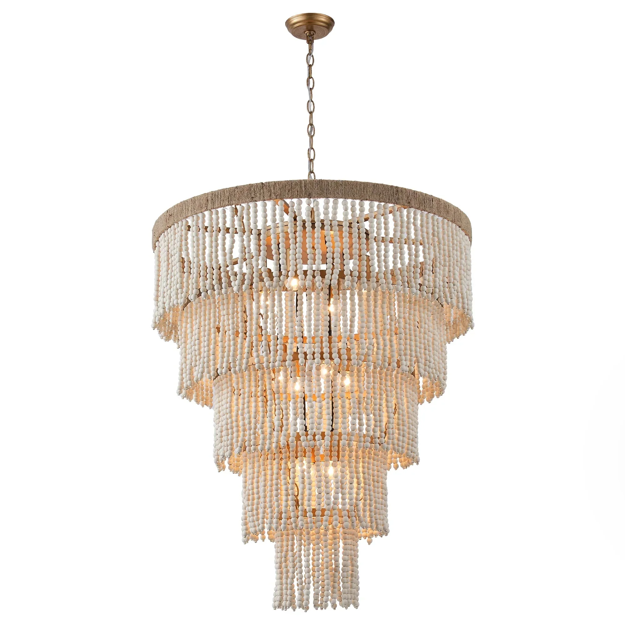 Parrot Uncle 32-Inch Nelly 9-Light Bohemia Wood Beaded Chandelier (BBD5003)