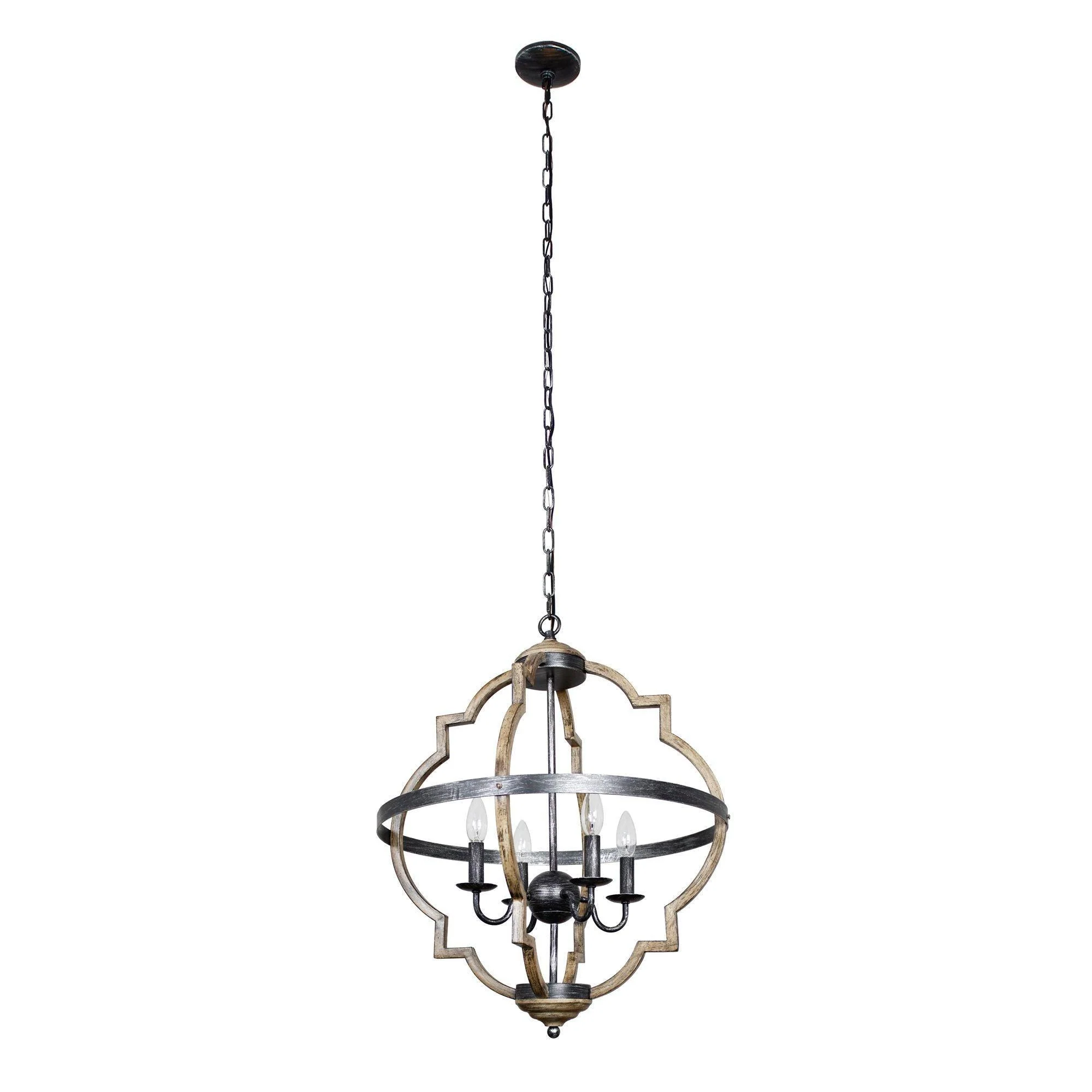 Parrot Uncle Bennington 4-Light Brown Wood Chandelier (D2260-4BZ110V)