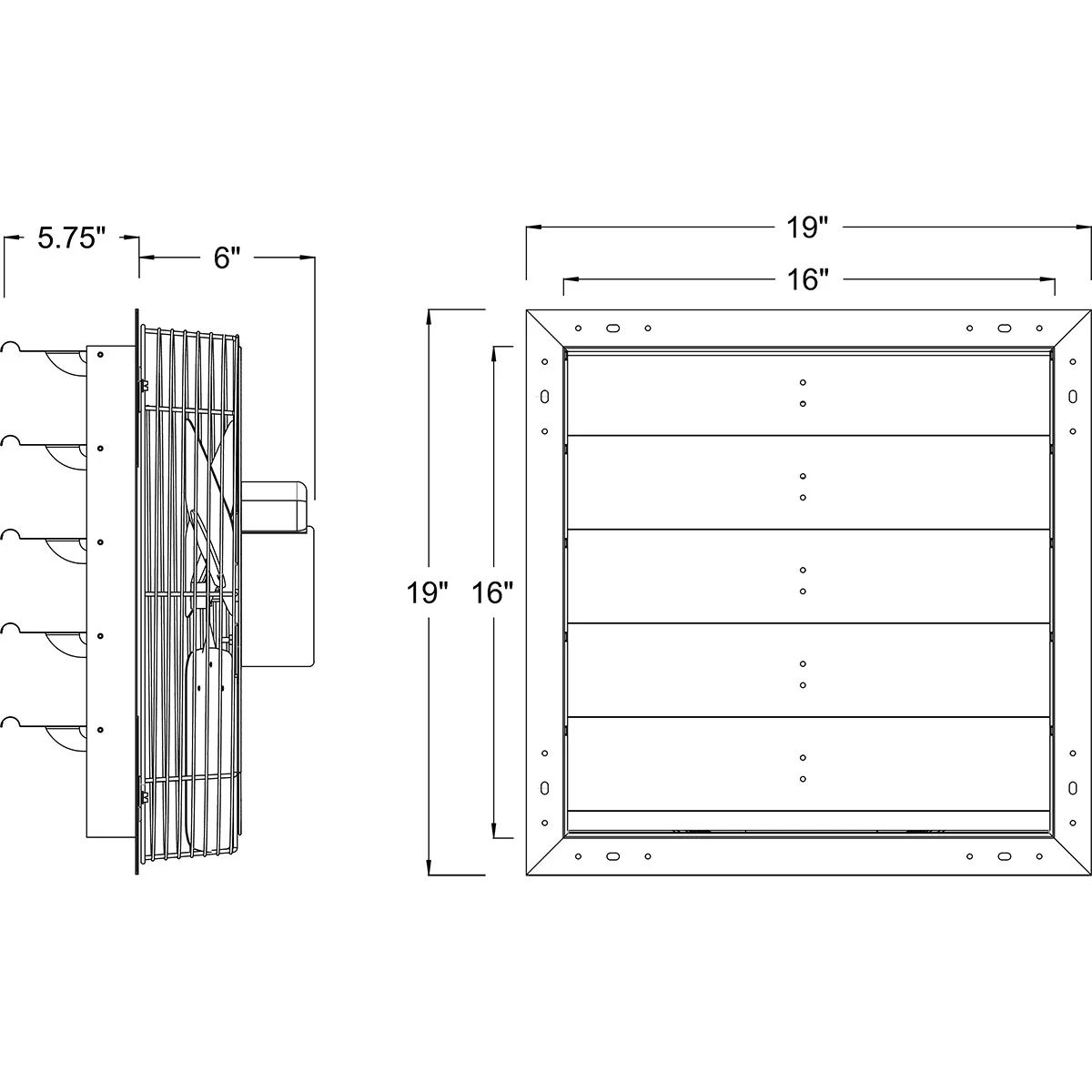 Hessaire 16 Inch CFM Shutter Mounted Exhaust Fan