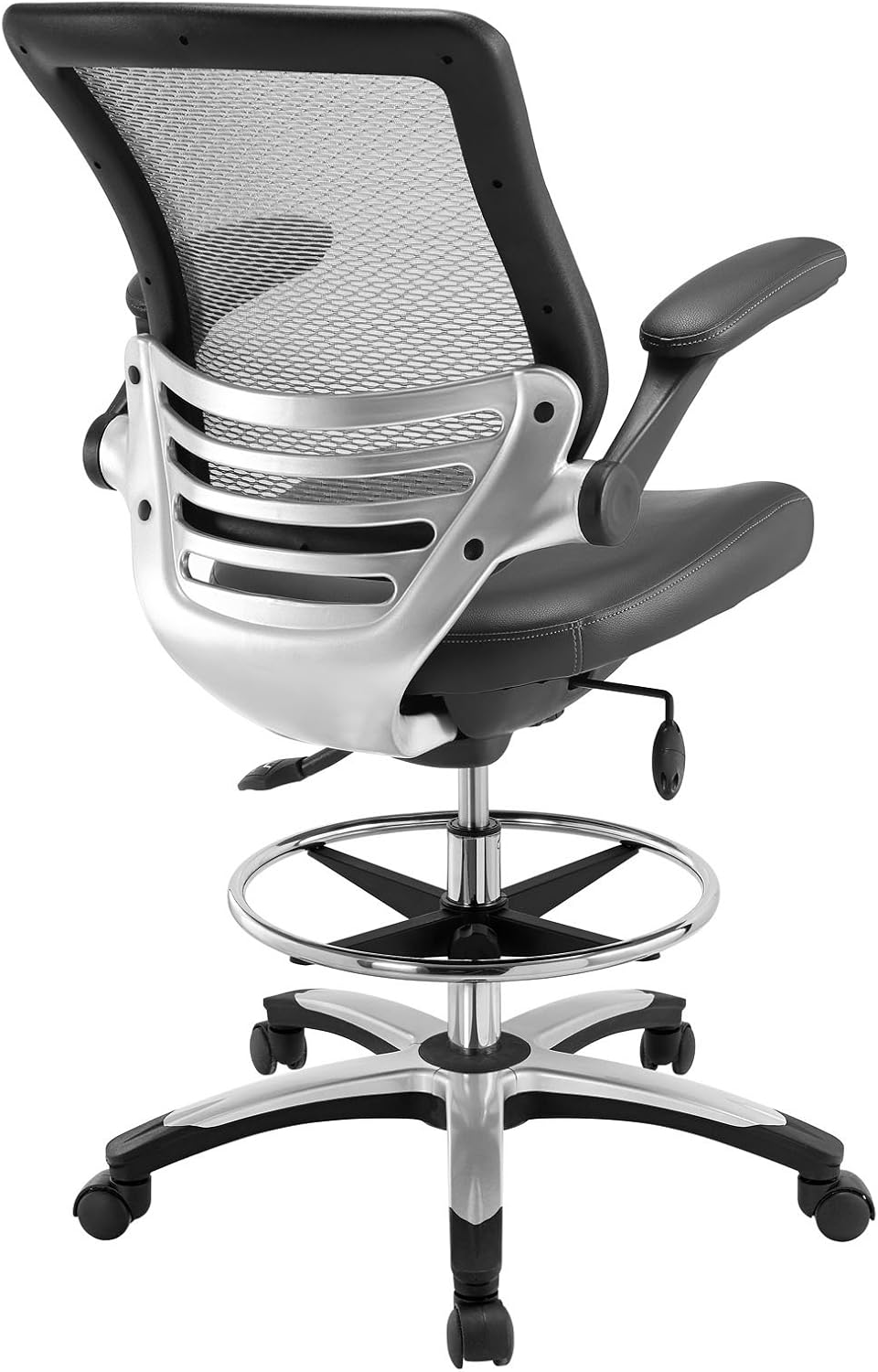 Modway EEI-211 Edge Drafting Chair - Reception Desk Chair - Flip-Up Arm Drafting Chair in Gray