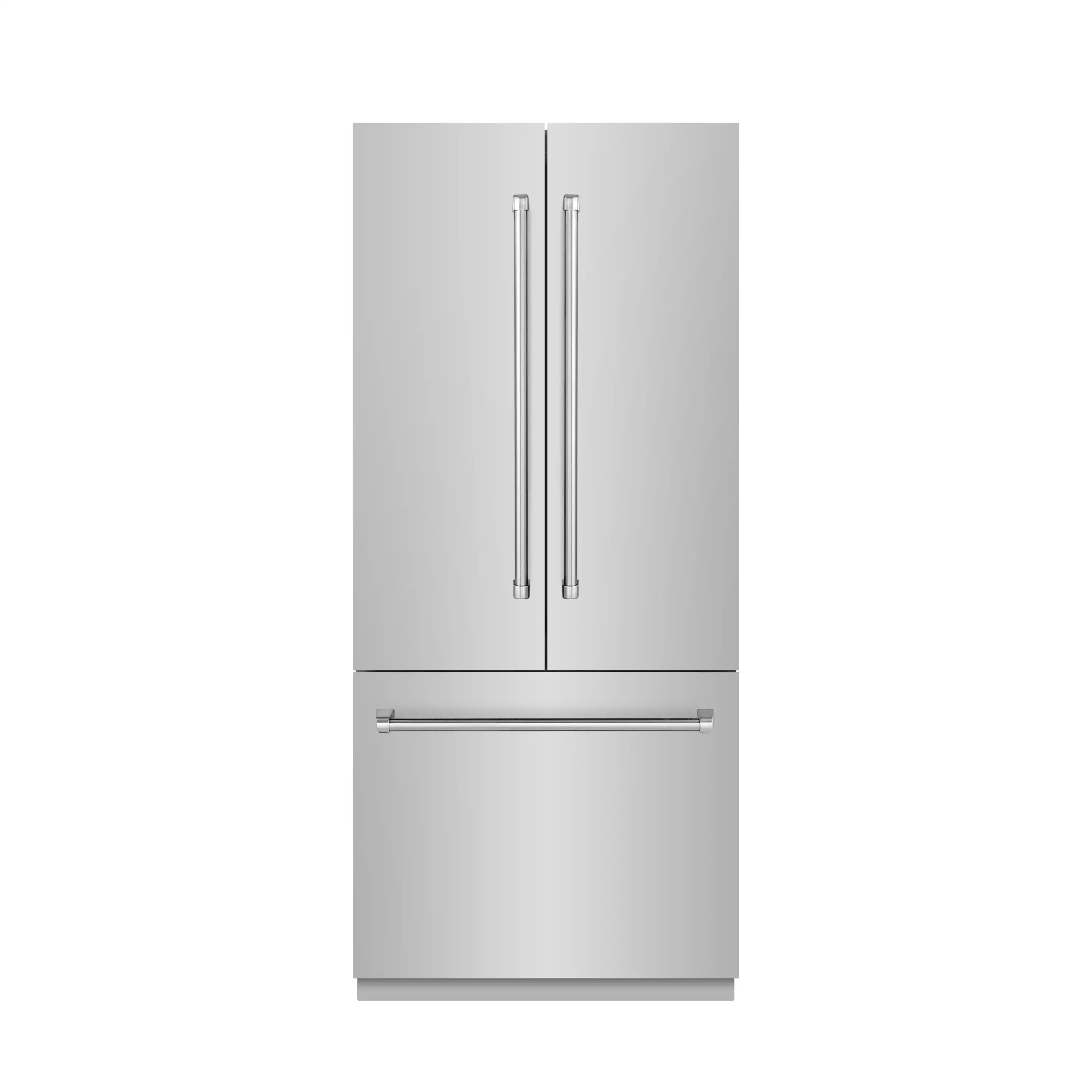 ZLINE 36-Inch 19.6 Cu. Ft. French Door Built-In Bottom Freezer Refrigerator with Water Dispenser and Ice Maker in Stainless Steel with Graphite Gray Interior (GRBIV-304-36)