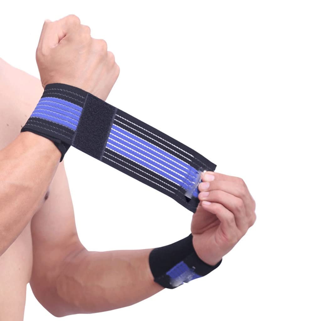1PCS Cotton Elastic Bandage Hand Sport Wristband Gym Support Wrist Brace Wrap carpal tunnel(Black with Blue)