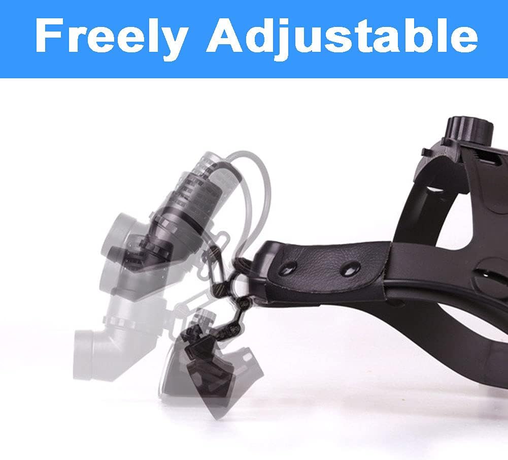 Dental Binocular Loupes with Light， 3W Surgical Headlight， 330~420mm Working Distance， HD Blue Coating Lens， for ENT Surgical Cardiovascular Surgeries Dentistry，Blue-3.5X