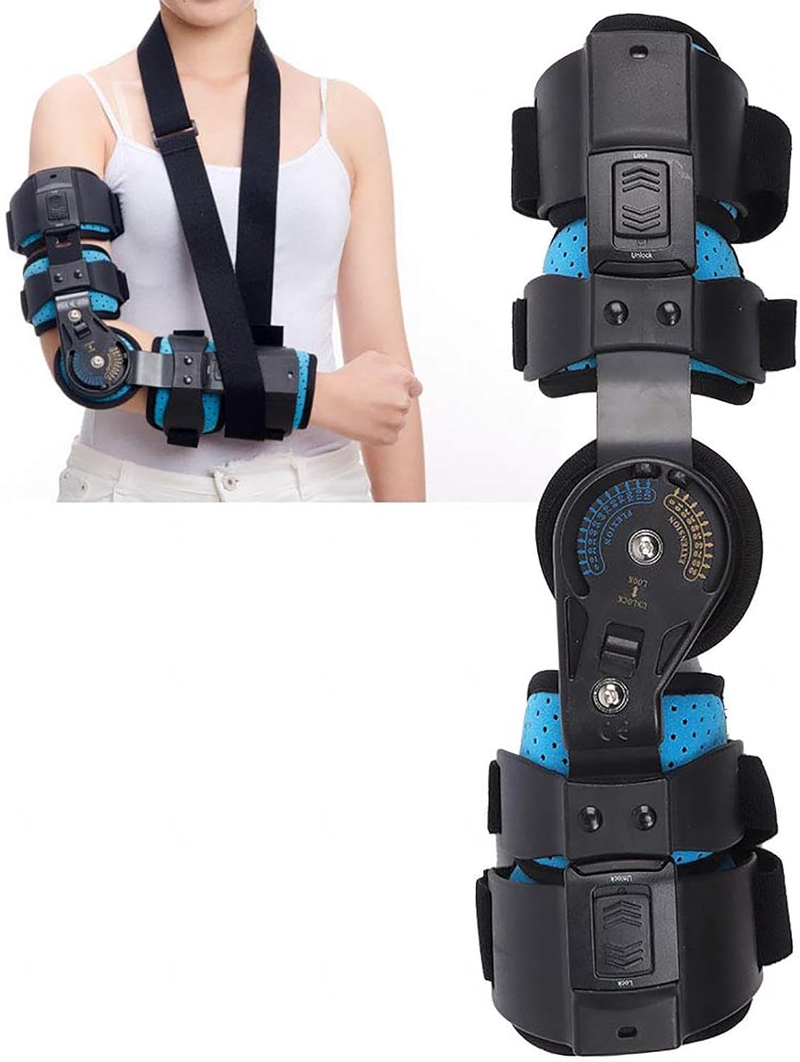 Adjustable Hinged ROM Elbow Brace for Tennis Elbow,Post Op Elbow Brace Stabilizer Splint for Cubital Tunnel Syndrome,Tendonitis, Injury Recovery Arm Support,Left