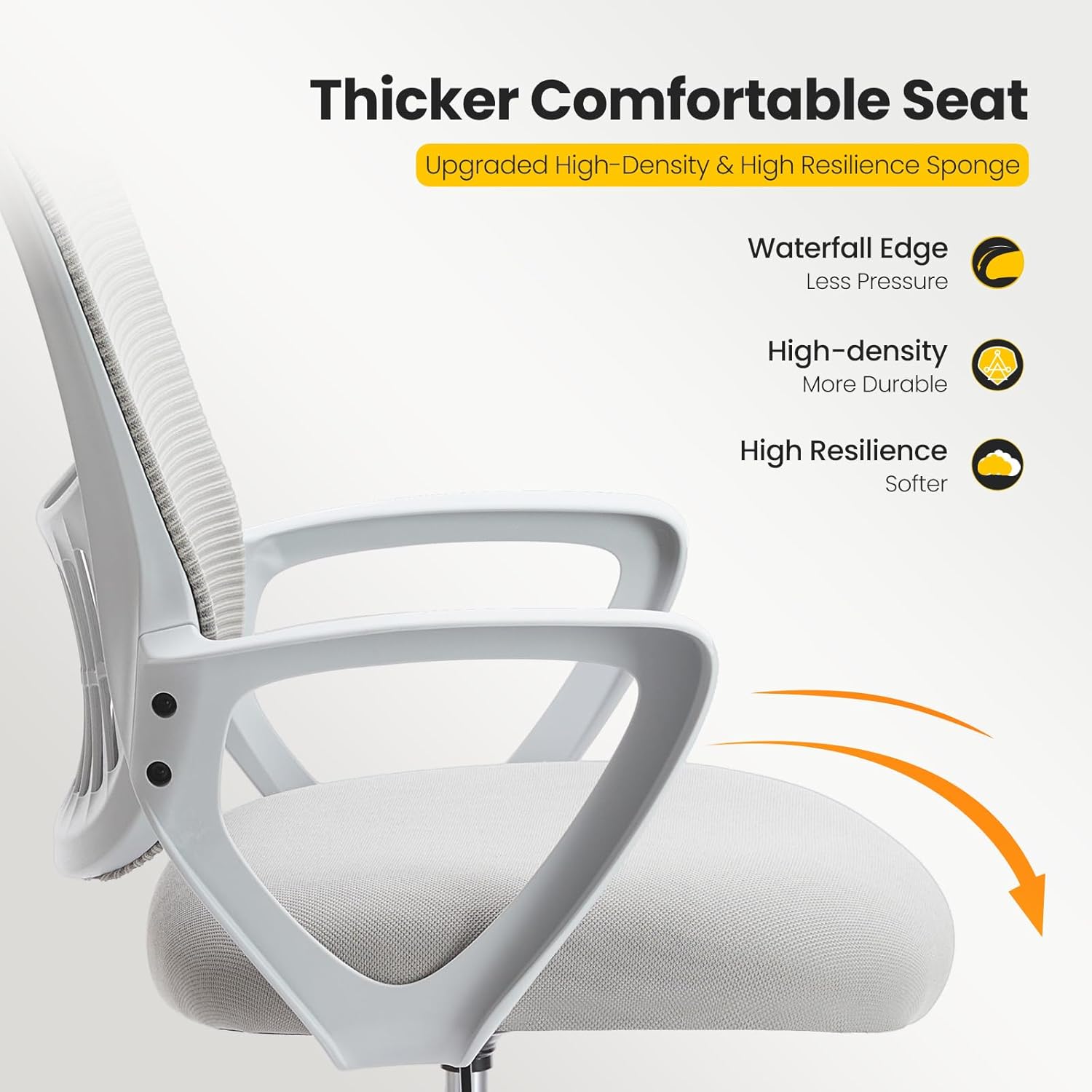 Sweetcrispy Tall Drafting Desk Chair - Ergonomic High Stool Computer with Adjustable Height and Comfy Lumbar Support, Office Rolling Counter with Flixed Arms and Footrest, Grey