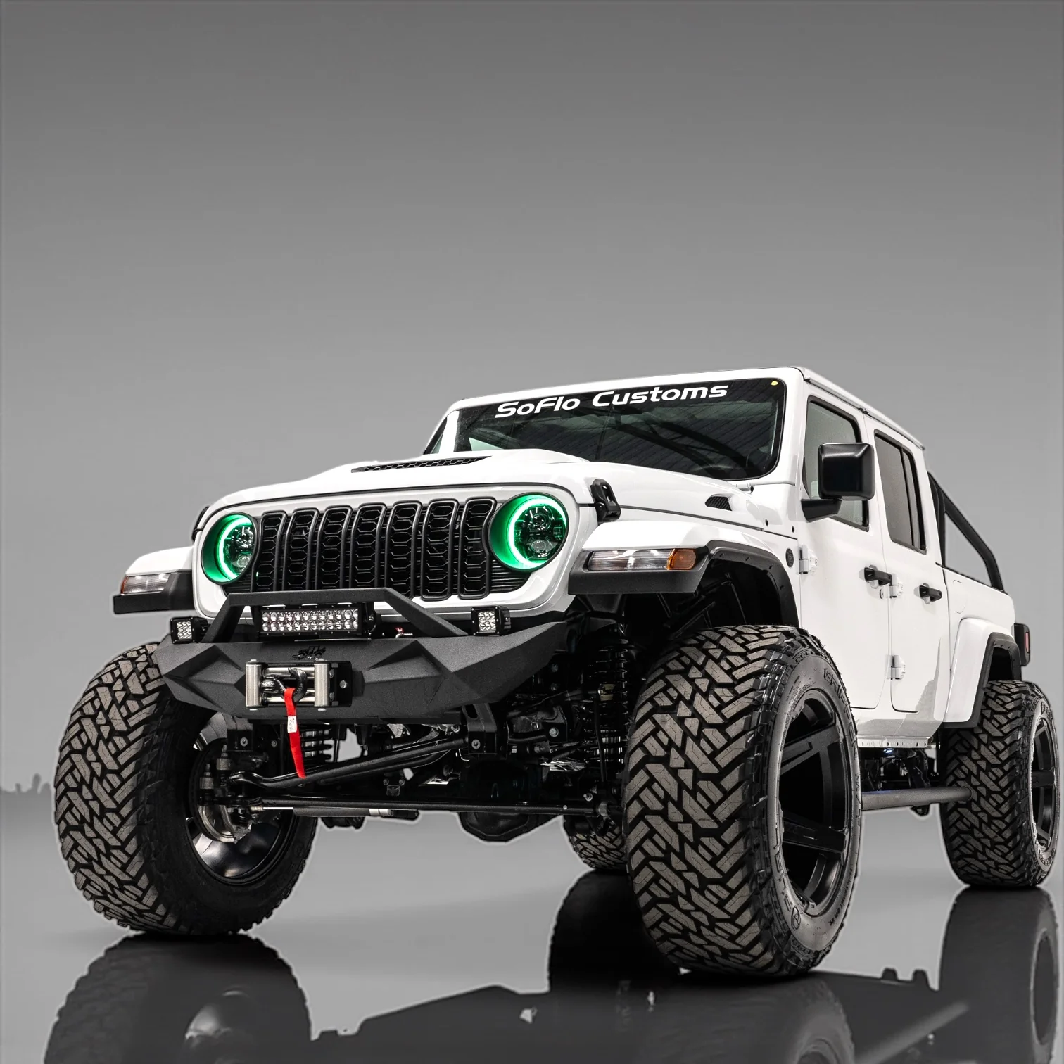 Jeep Gladiator Front Bumper Stubby 2020-2026 with Cube Lights and Light Bar