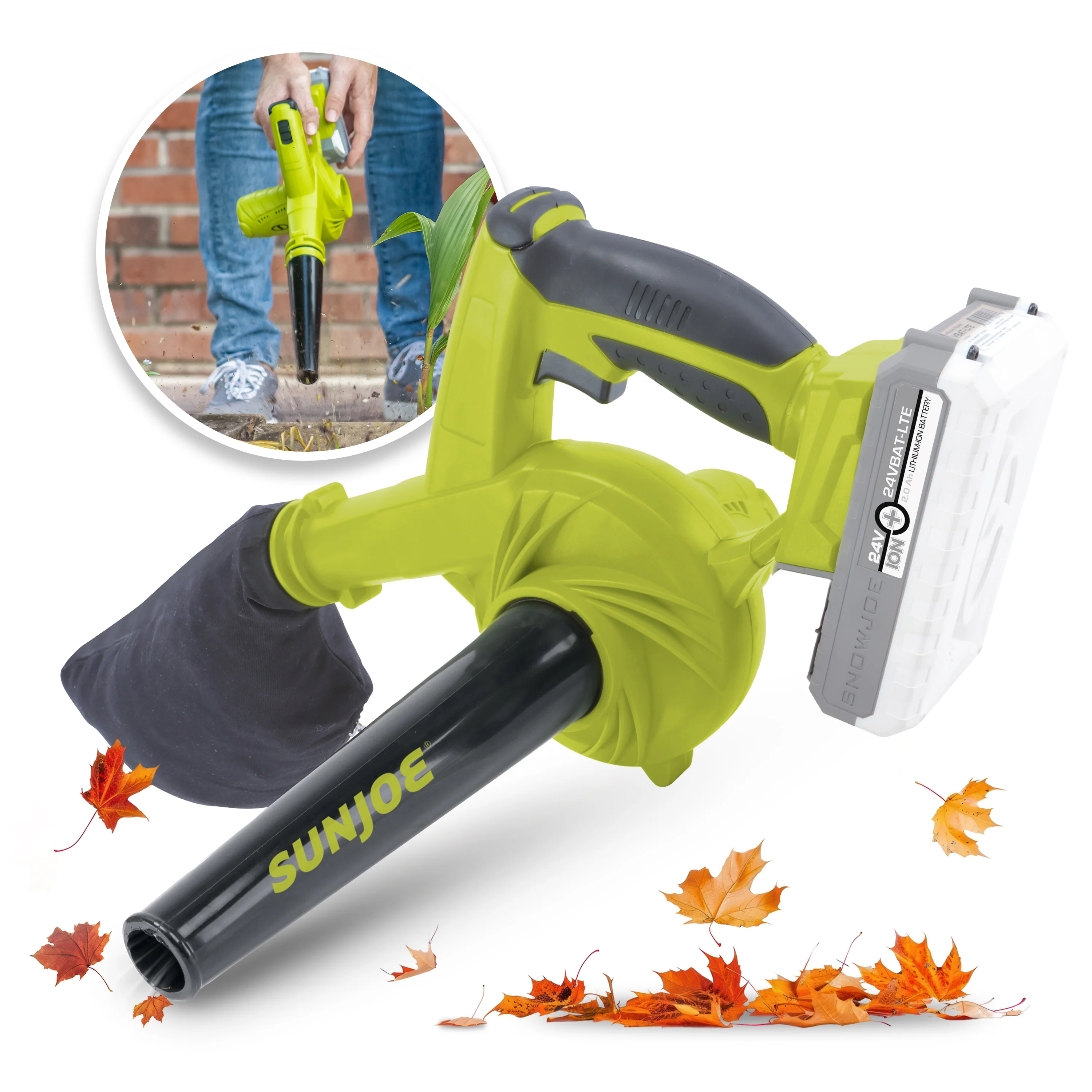 Sun Joe 24V-WSB-LTE 24-Volt* IONMAX Workshop Blower + Vacuum | W/ 2.0-Ah Battery + Charger
